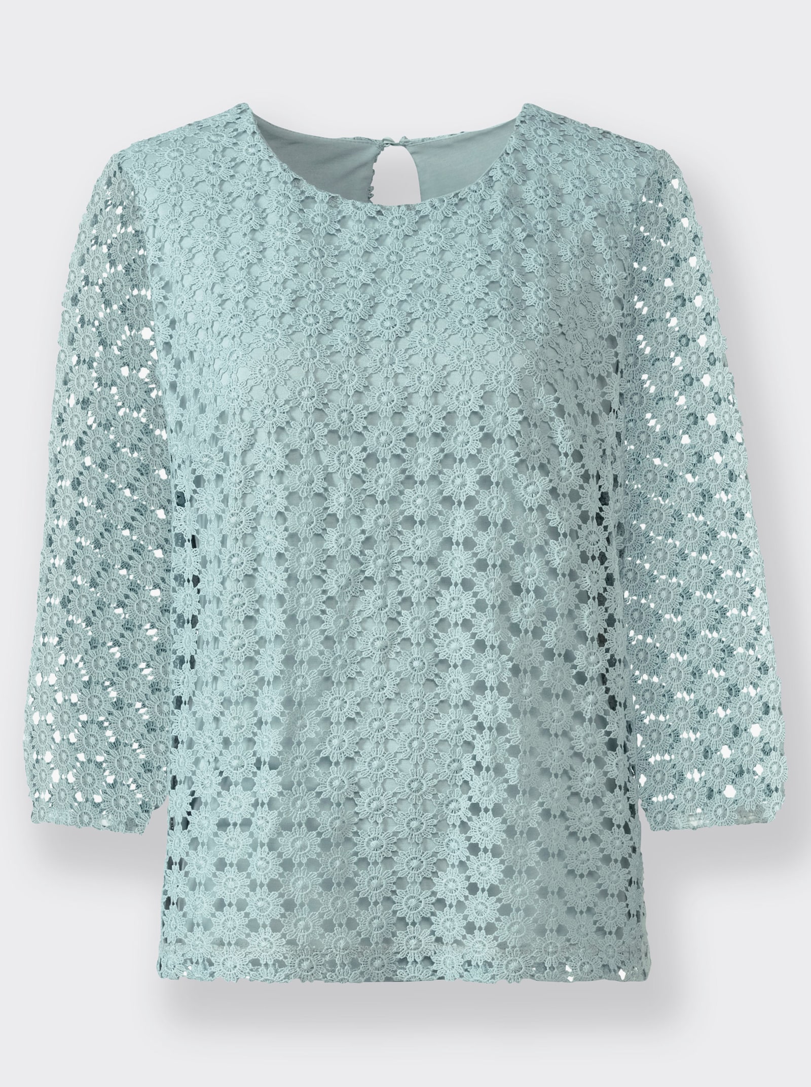 Spitzenshirt , am Body blickdicht unterlegt - kalkmint