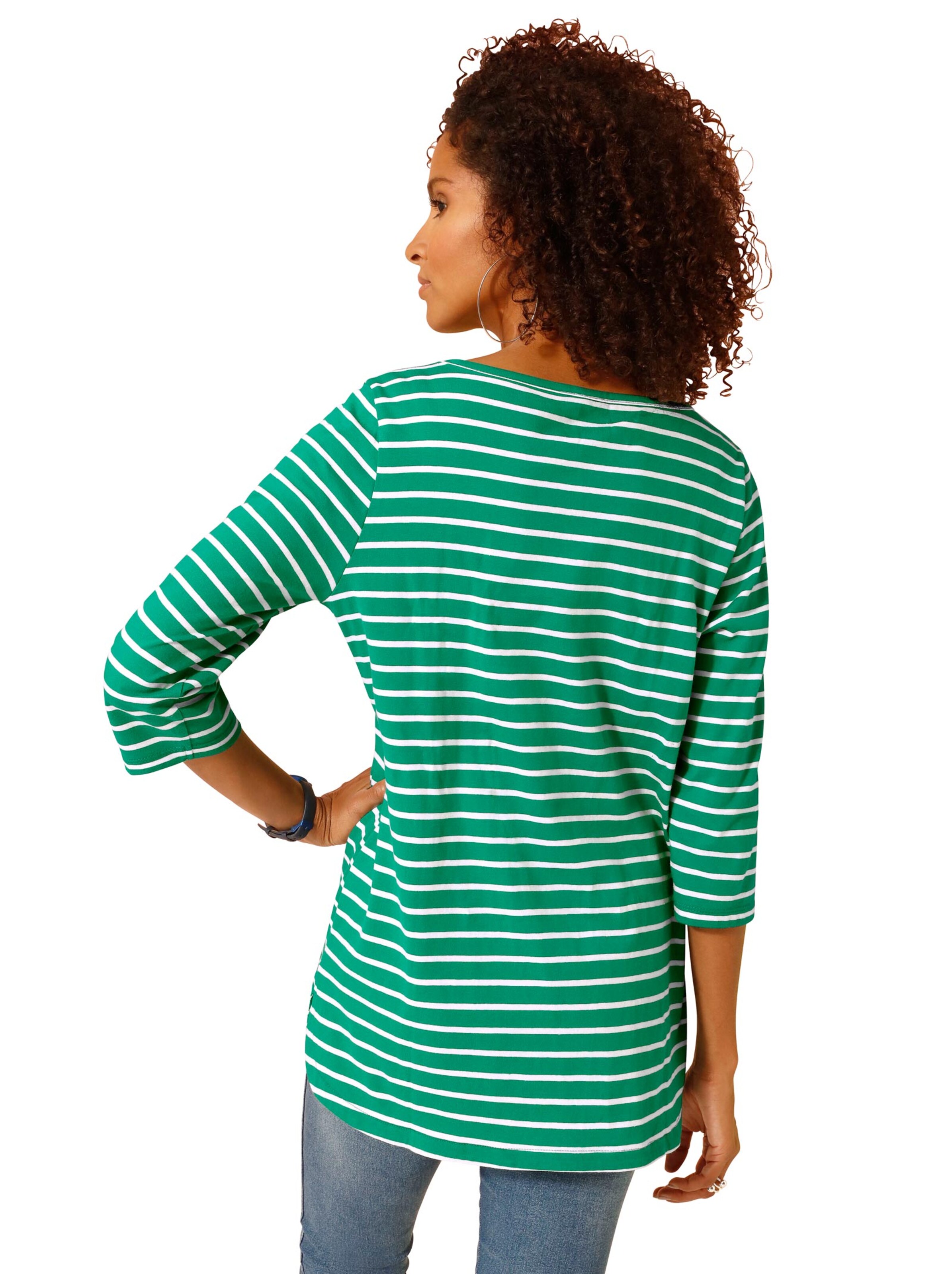 Longshirt - petrol-geringelt