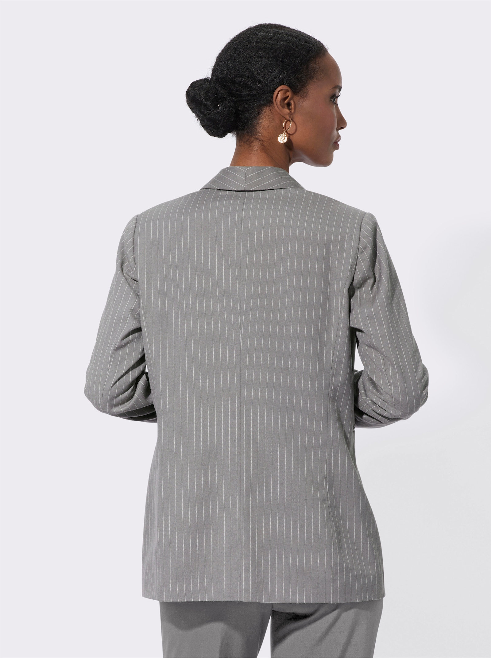 Blazer mit Nadelstreifen - grau-ecru-gestreift