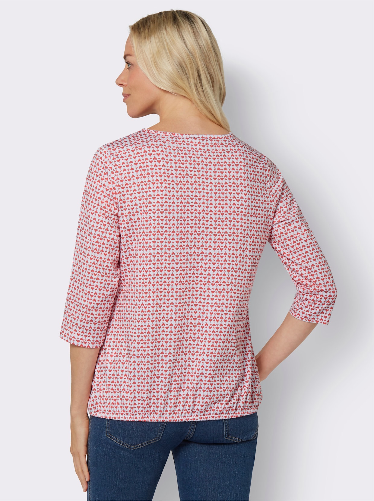 Shirt met 3/4-mouw - ecru/grapefruit gedessineerd