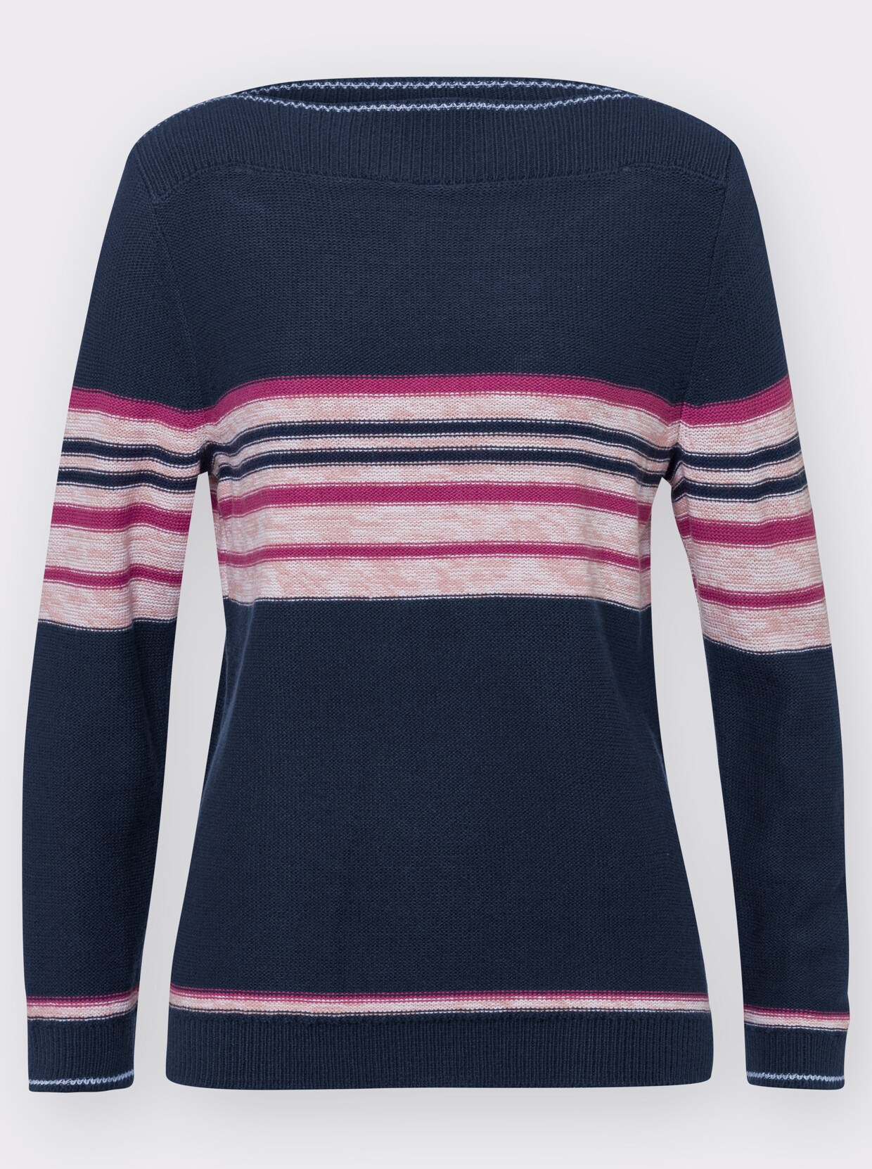 Pullover met lange mouwen - donkerblauw gestreept
