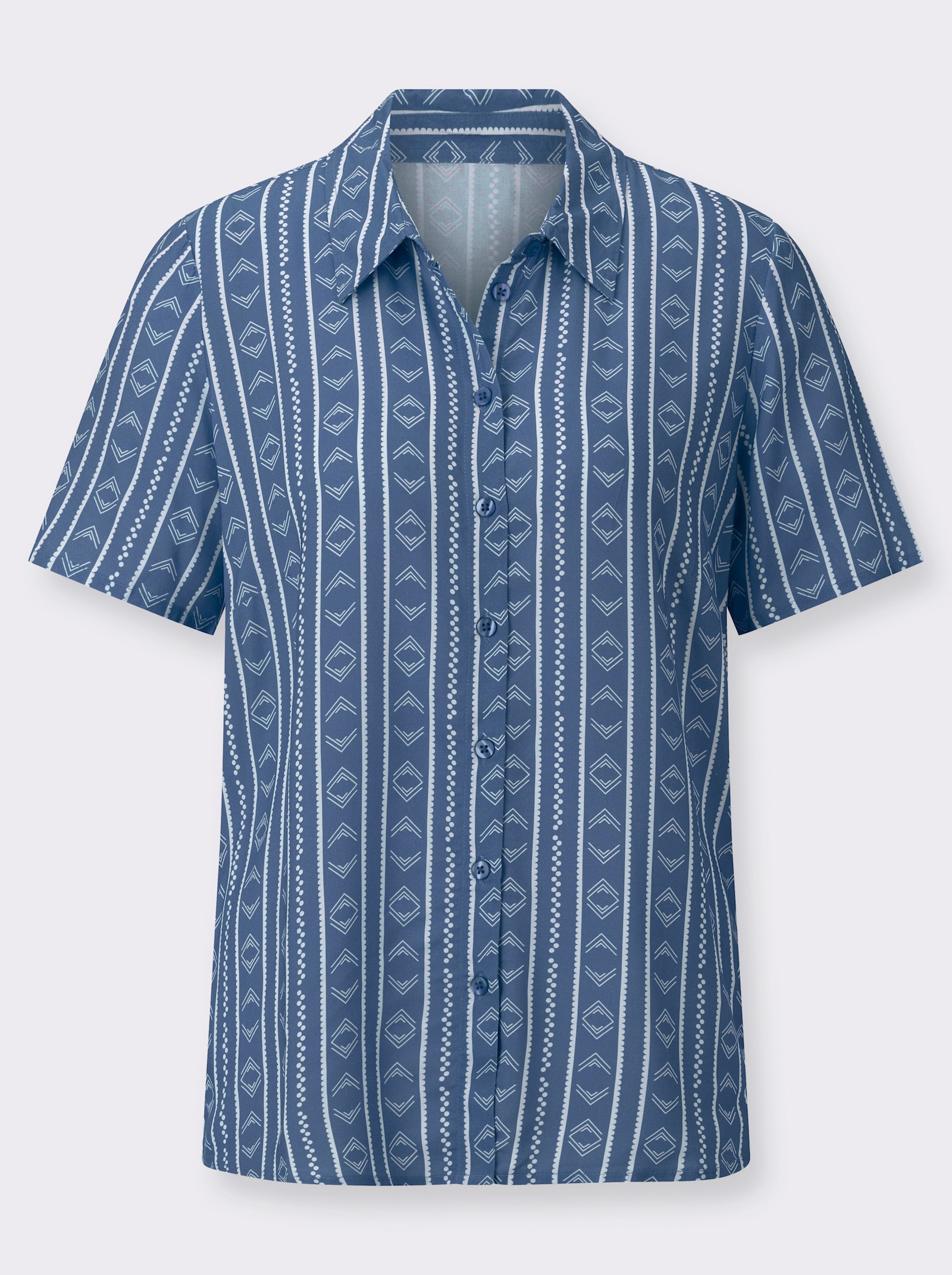 Gestreifte Bluse aus reiner Viskose - jeansblau-ecru-gestreift