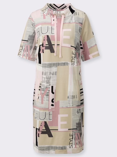 Jerseykleid mit Lettering-Print - hortensie-sand-bedruckt