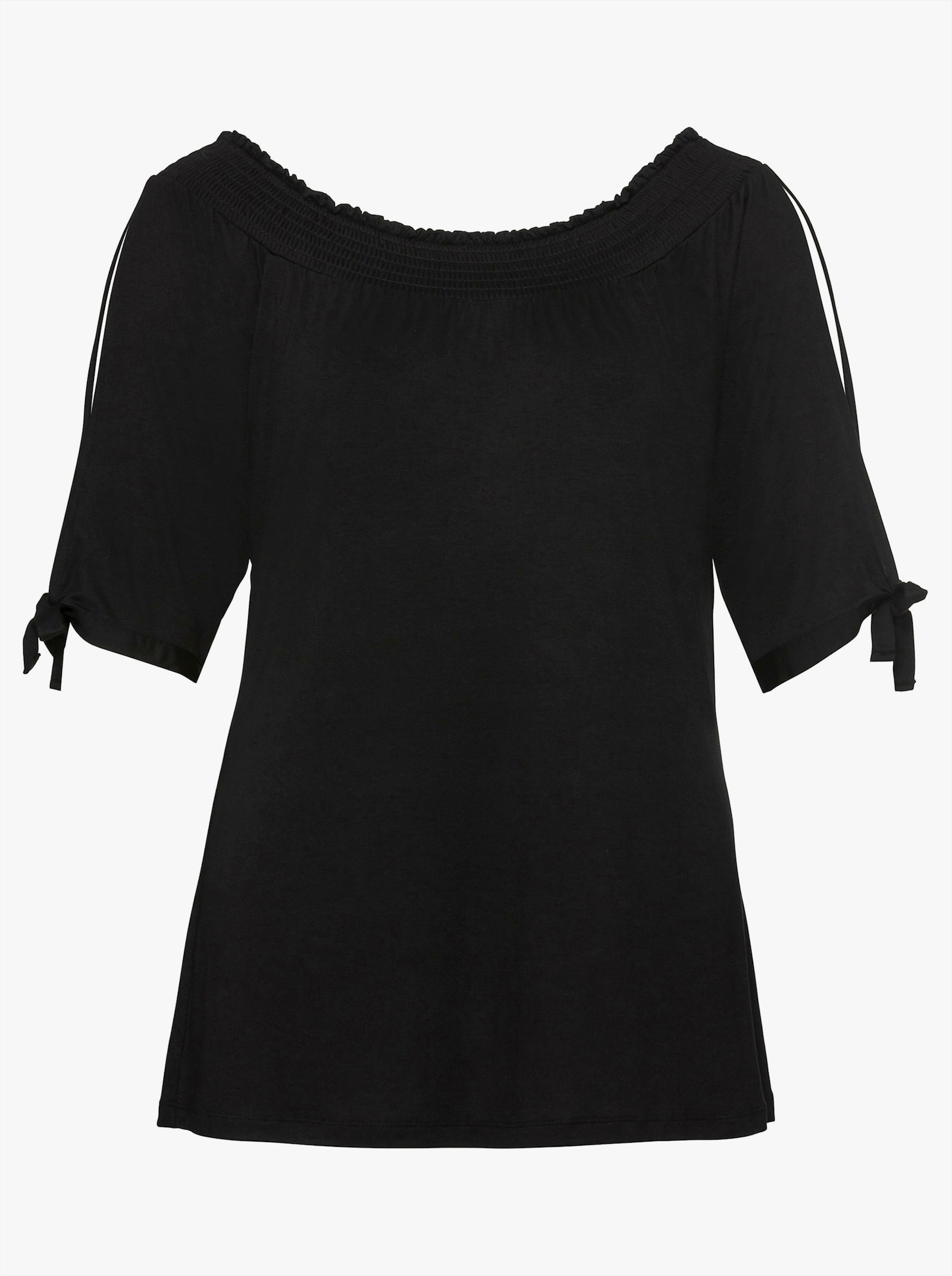 sheego Carmenshirt mit geschlitzten Ärmeln - schwarz