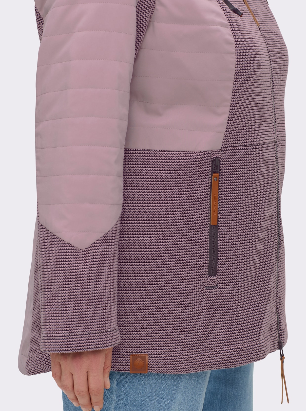Übergangsjacke im Mix aus Fleece und Stepp - mauve