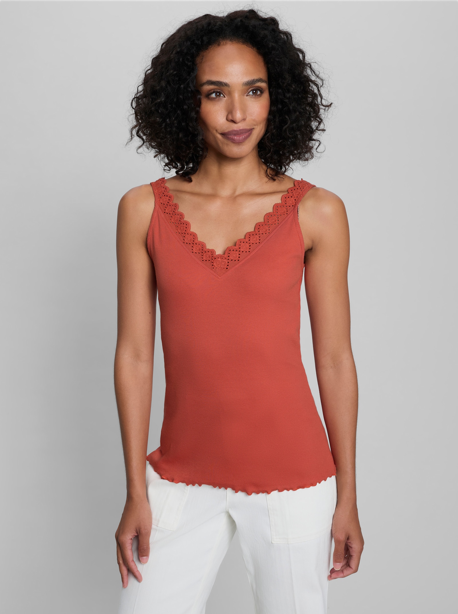 heine Shirttop mit Spitze - terra