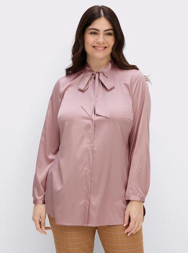 sheego Schluppenbluse mit tiefem V-Ausschnitt - hortensie