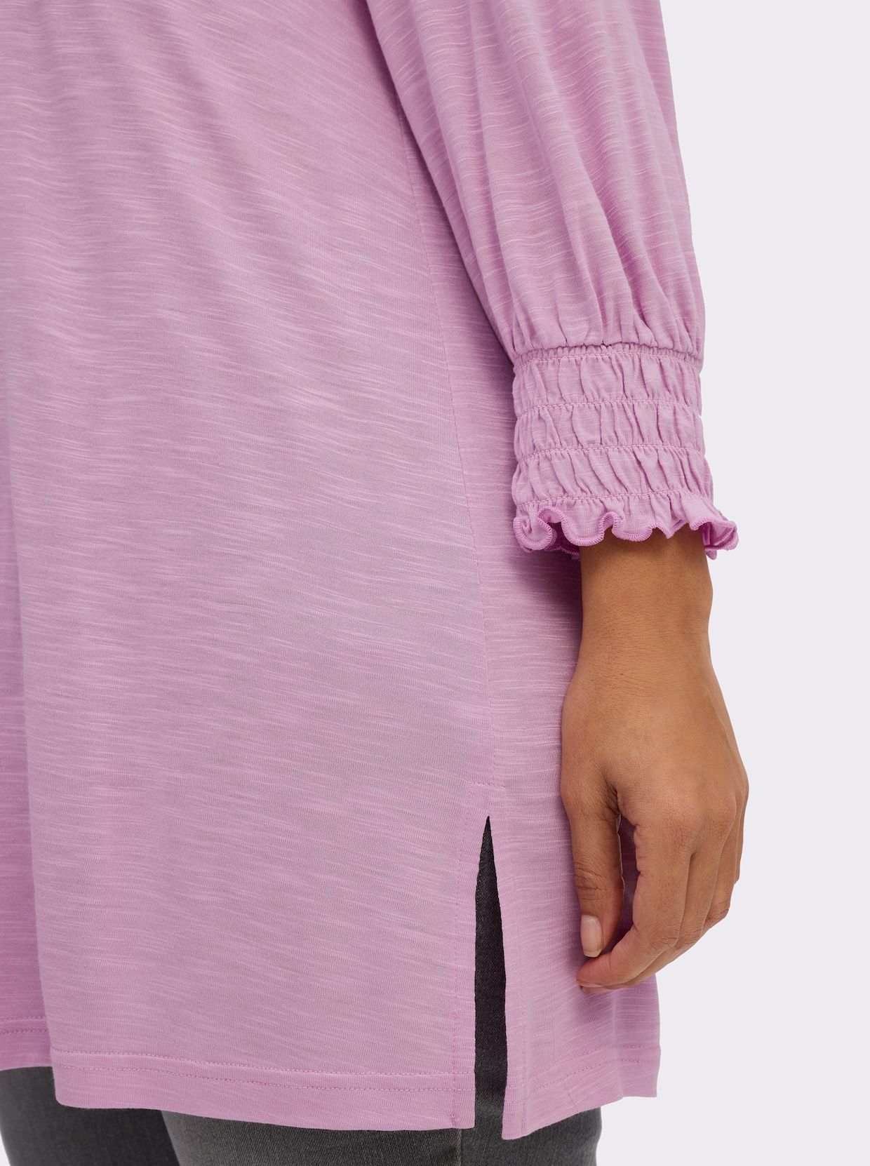 sheego 3/4-Arm-Shirt in A-Linie, mit Ballonärmeln - orchidee