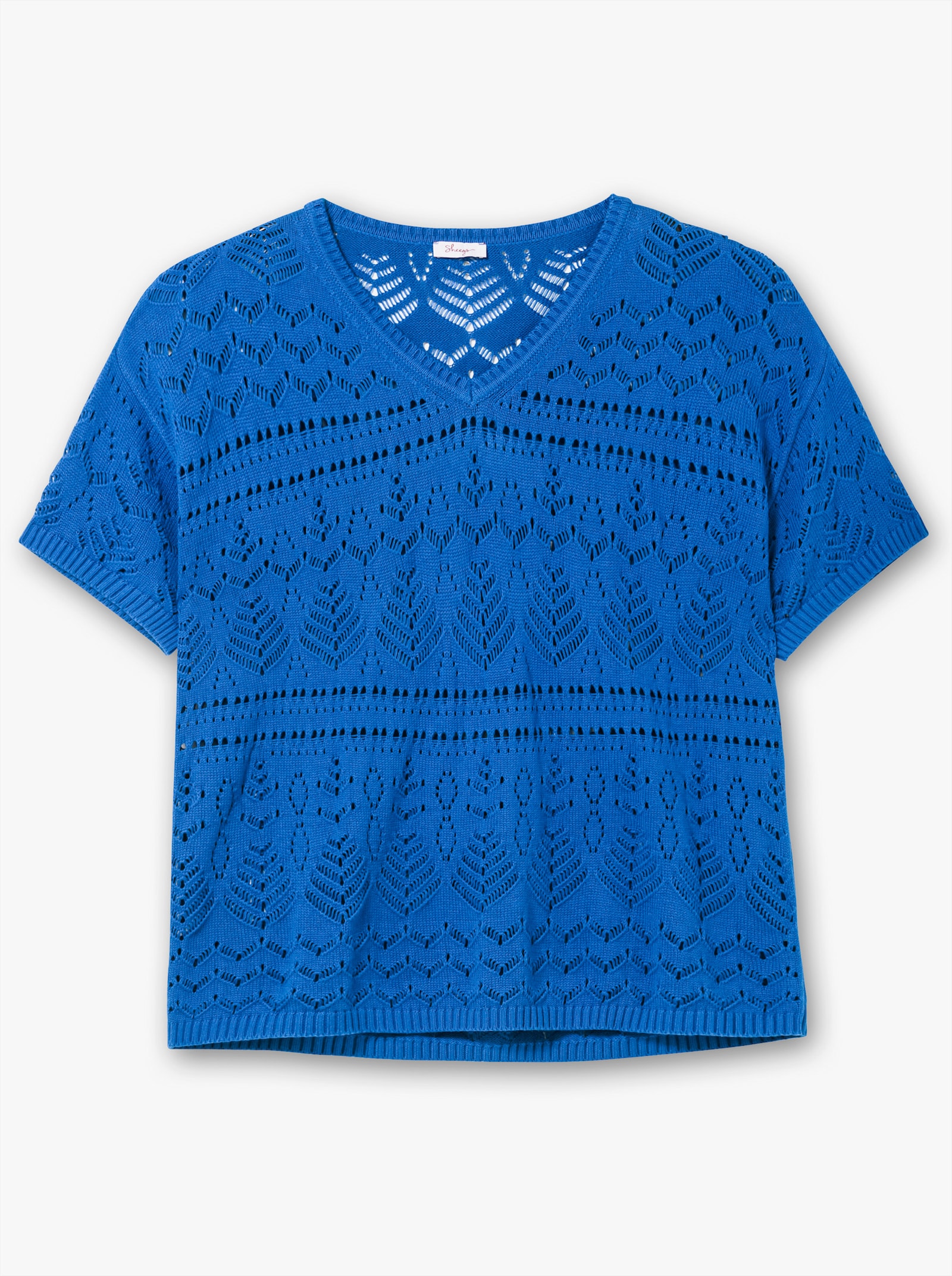 sheego Pullover im Ajourstrick - kobaltblau
