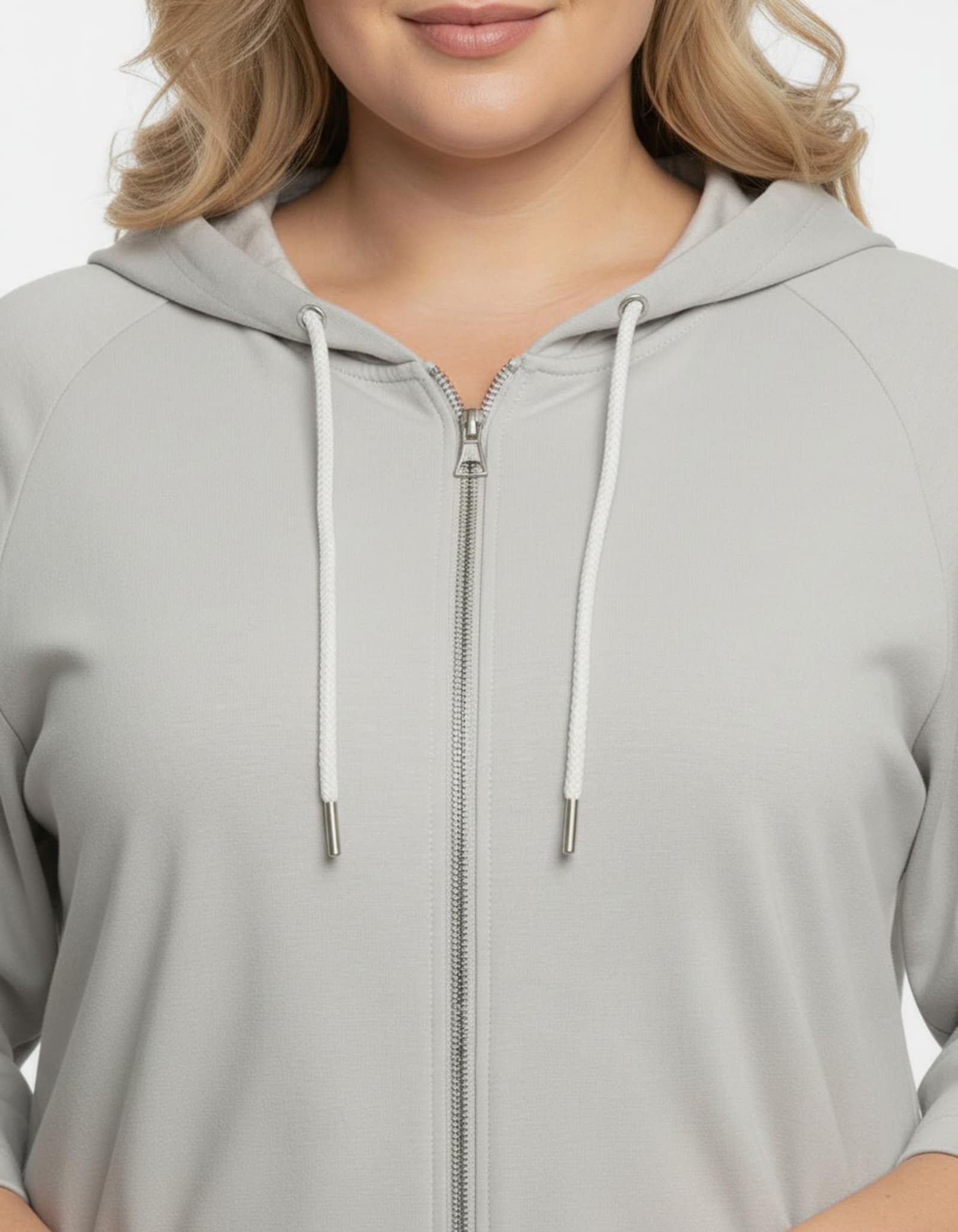 Shirtjacke mit Kapuze - hellgrau