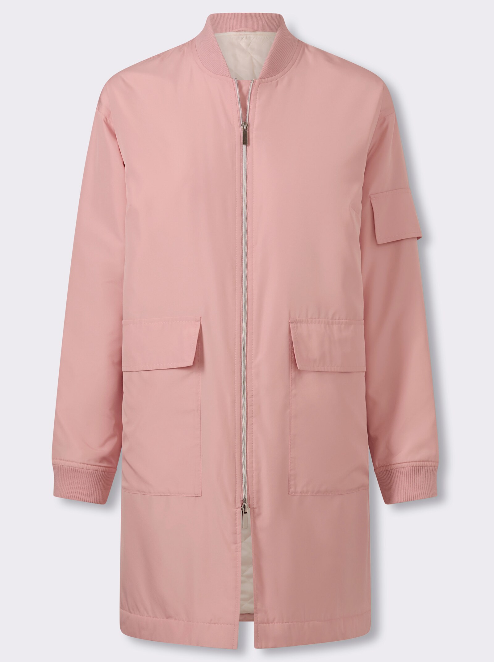 Longjacke mit Pattentaschen - rosenquarz