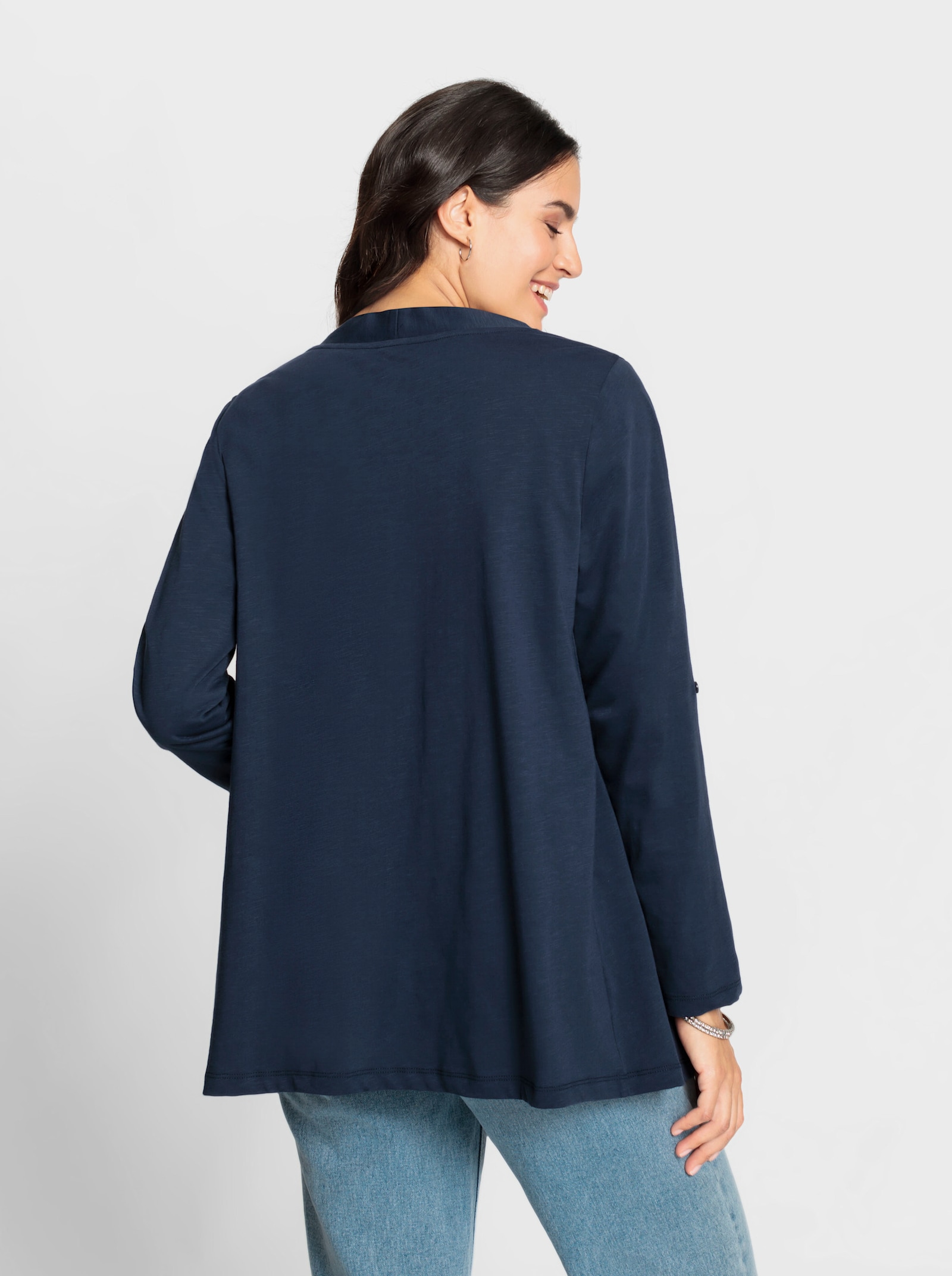 Shirtjacke mit Krempelärmeln - dunkelblau