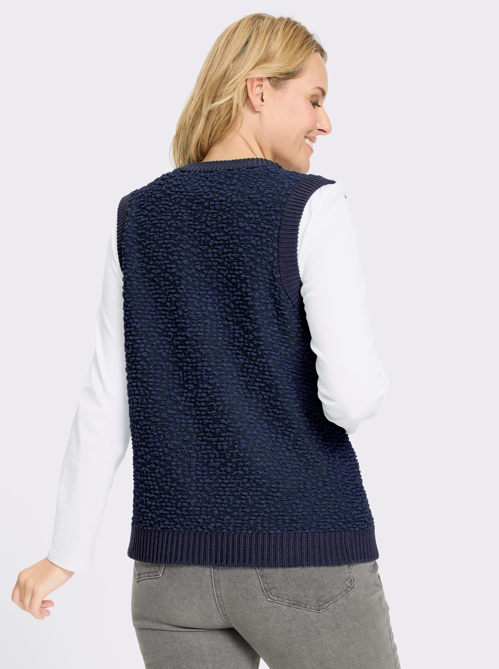 Strickweste aus Effektgarn - marine