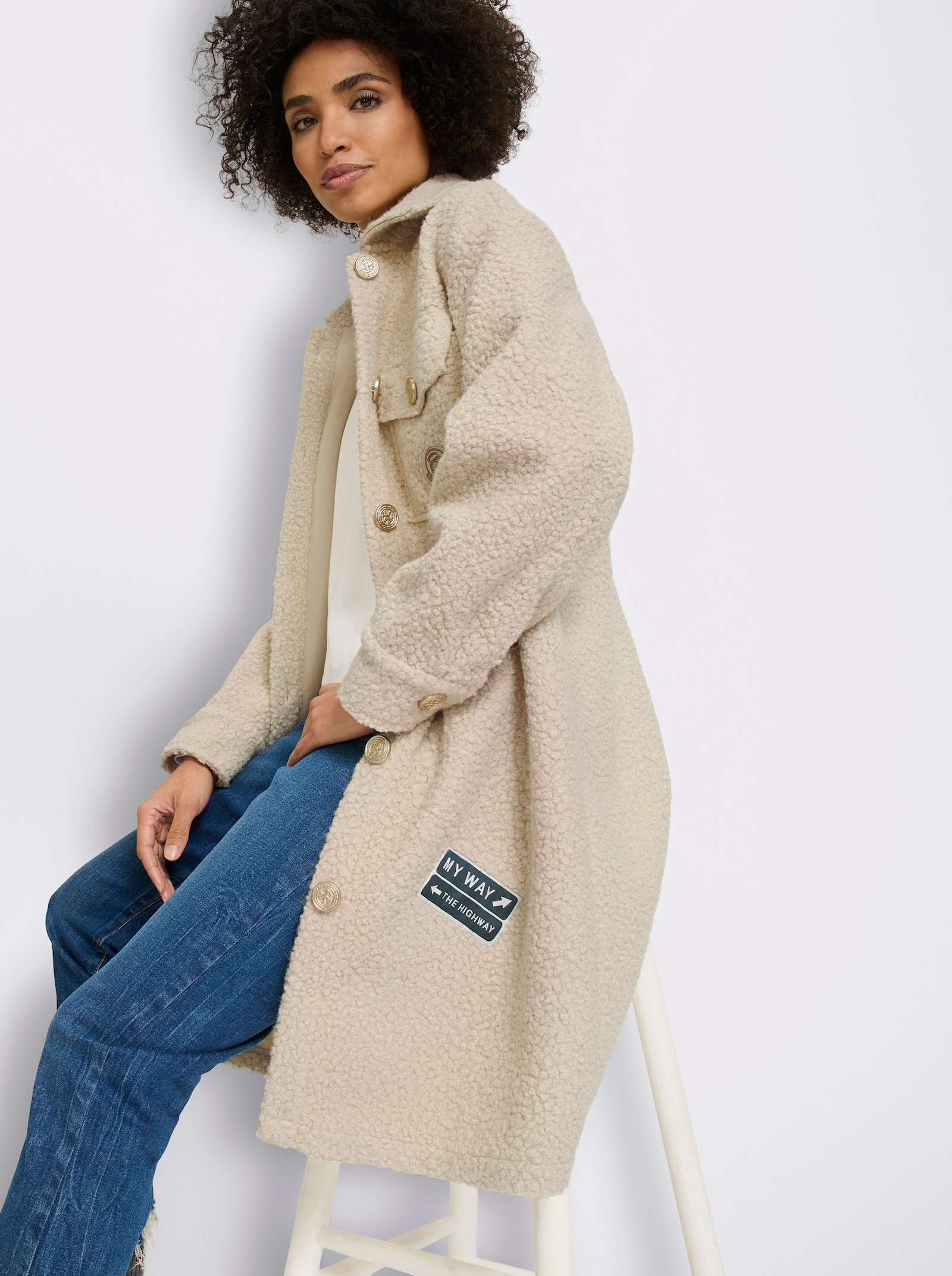 heine Mantel mit Applikationen - sand