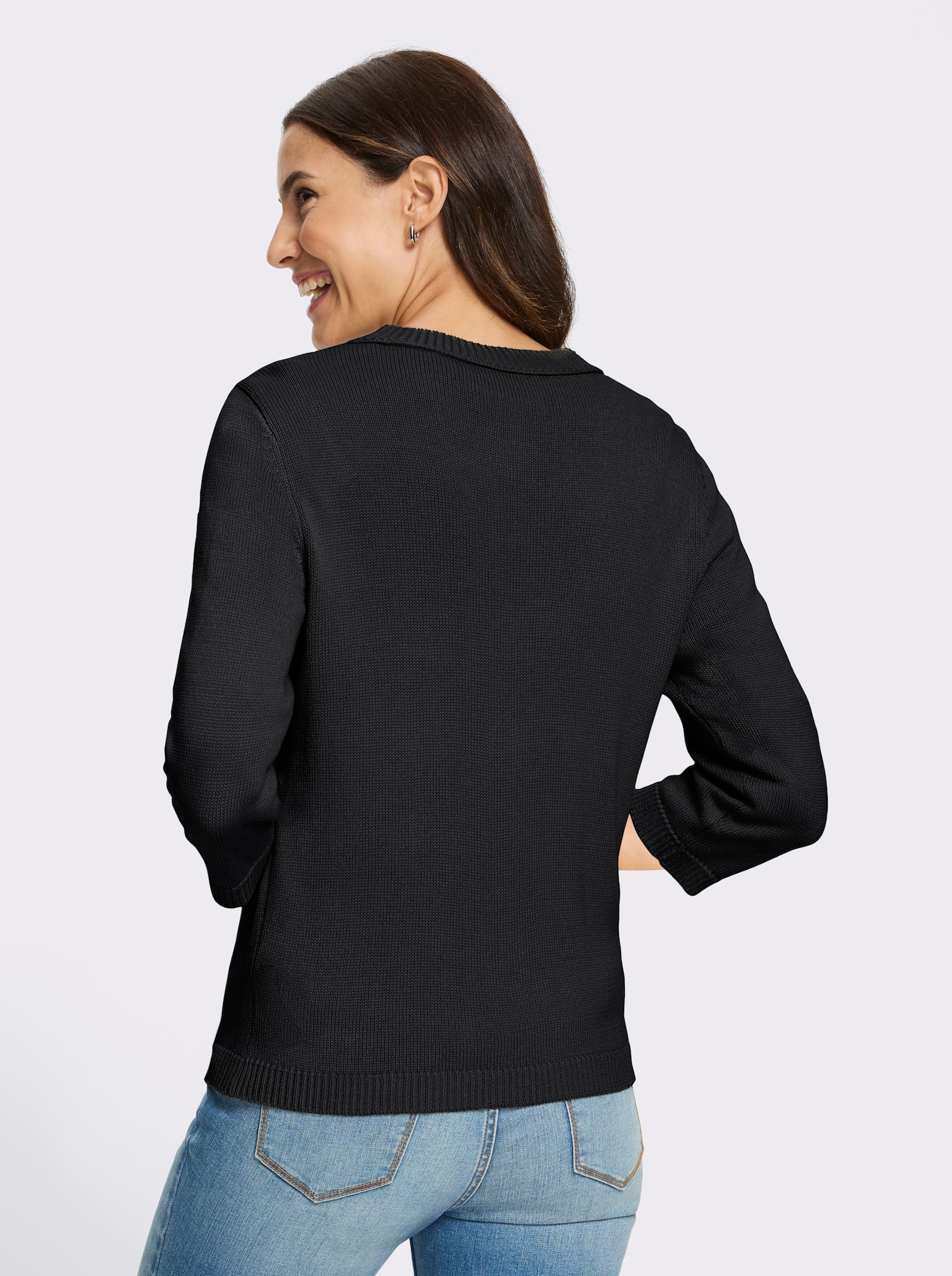 Strickjacke mit goldfarbenen Knöpfen - schwarz