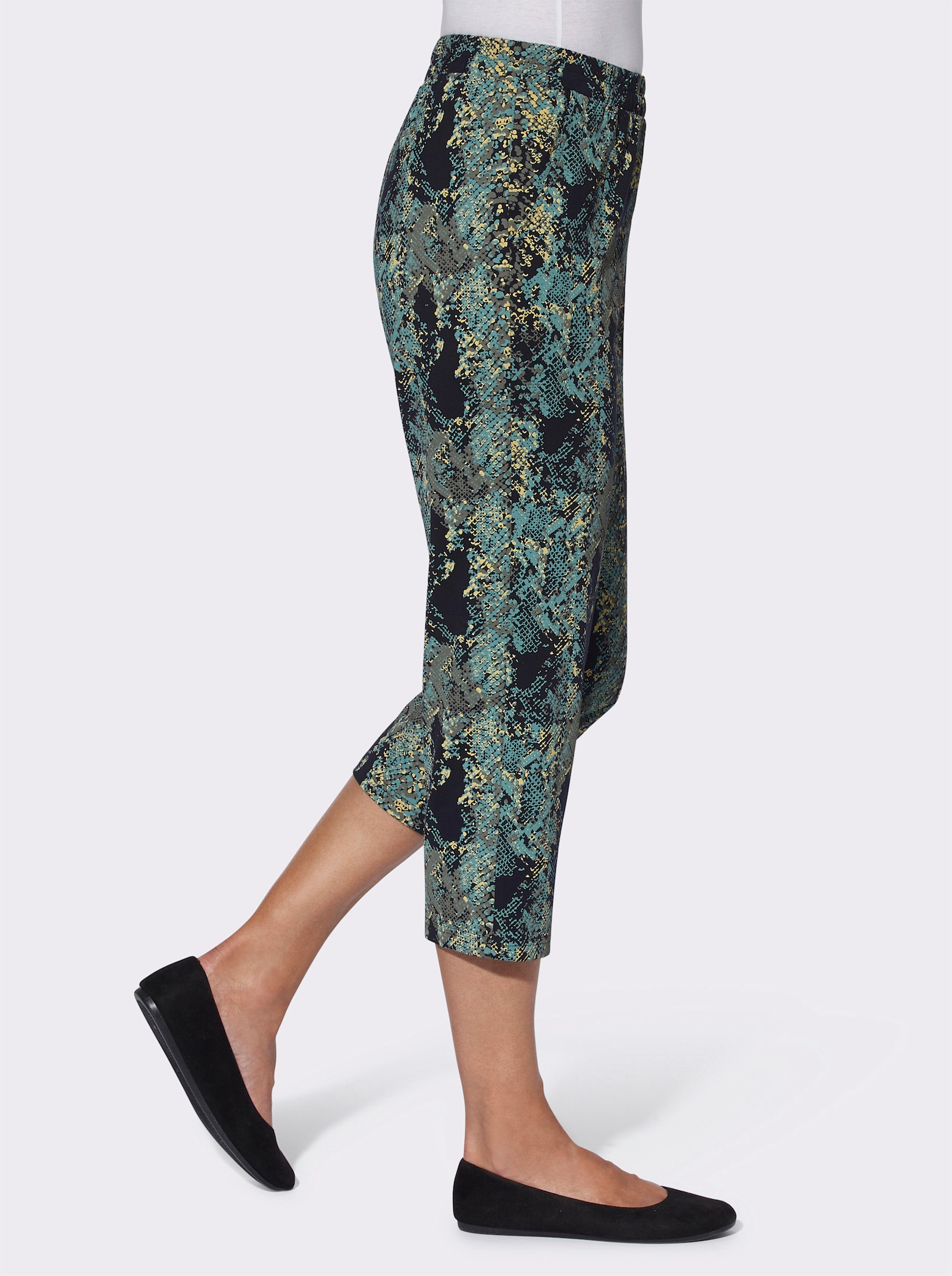 7/8-Hose in Schlangen-Optik - marine-salbei-bedruckt