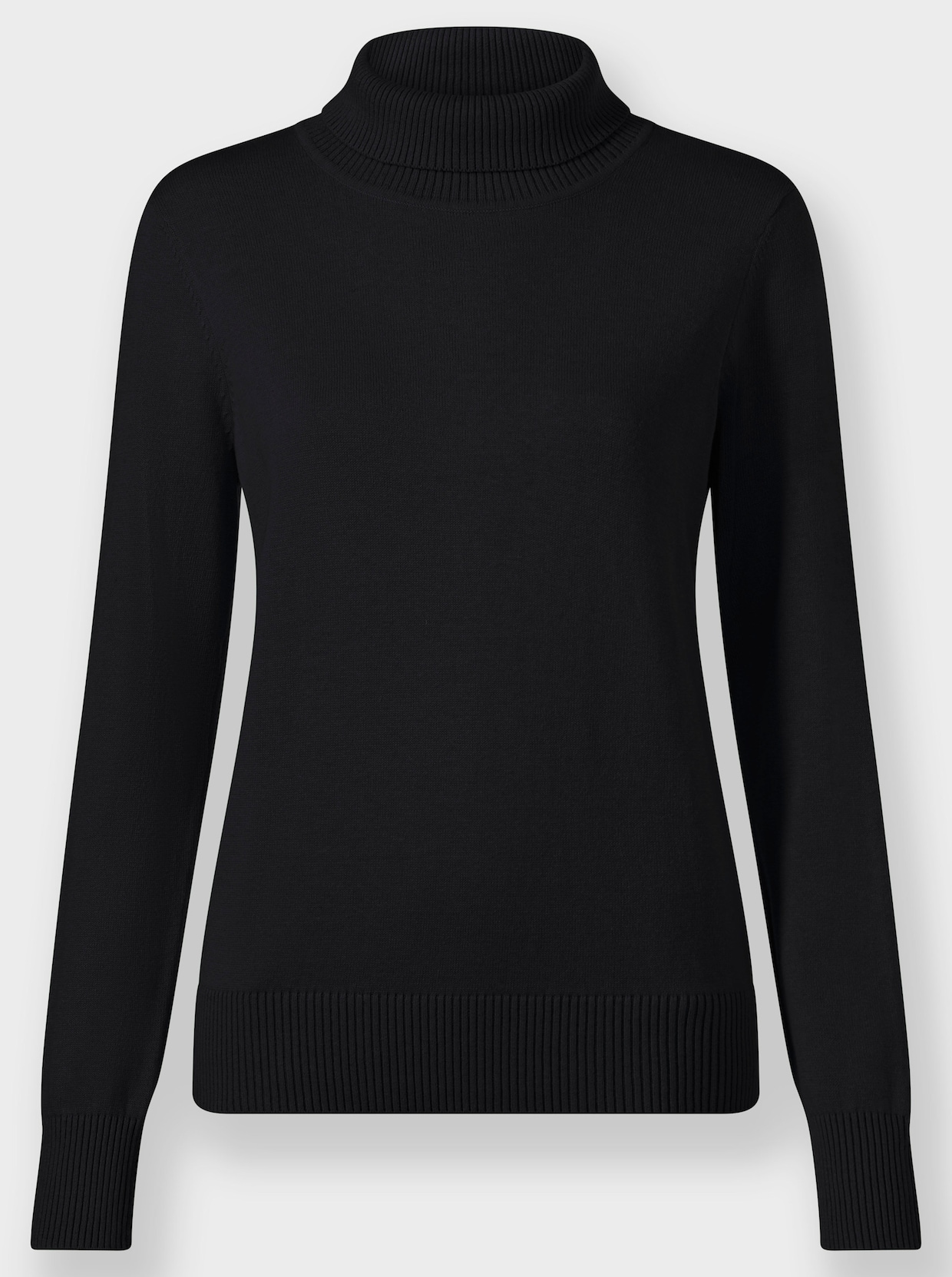 Rollkragenpullover aus Feinstrick - schwarz