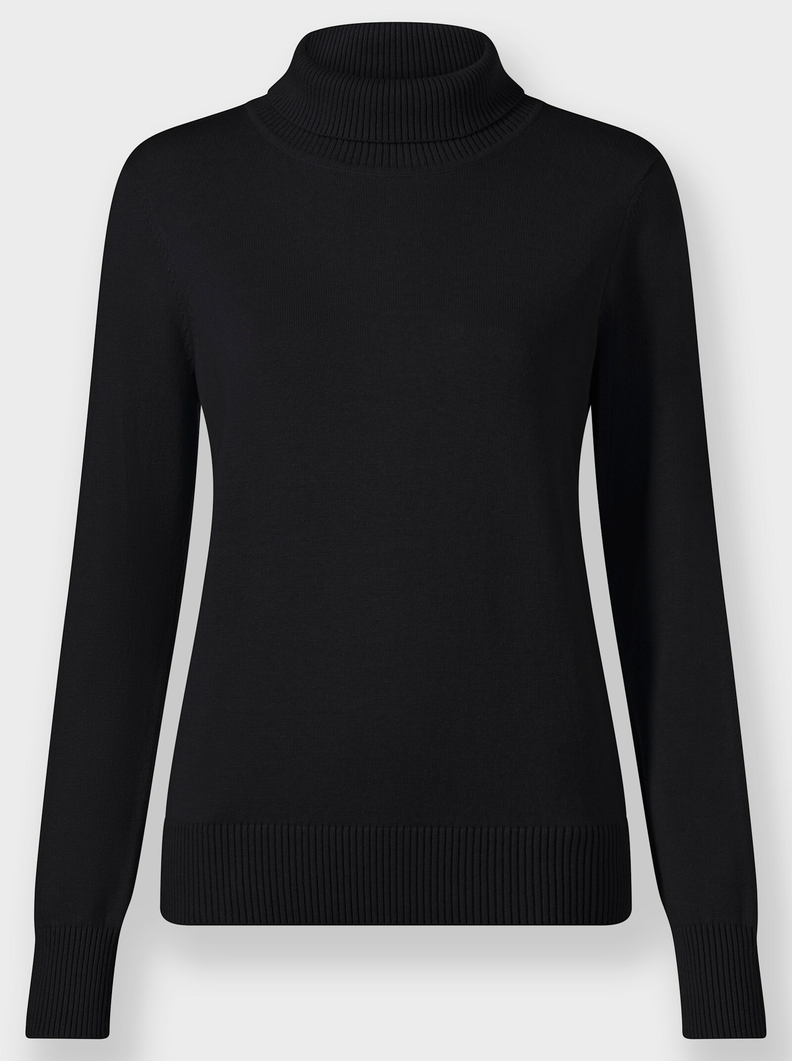 Rollkragenpullover aus Feinstrick - schwarz