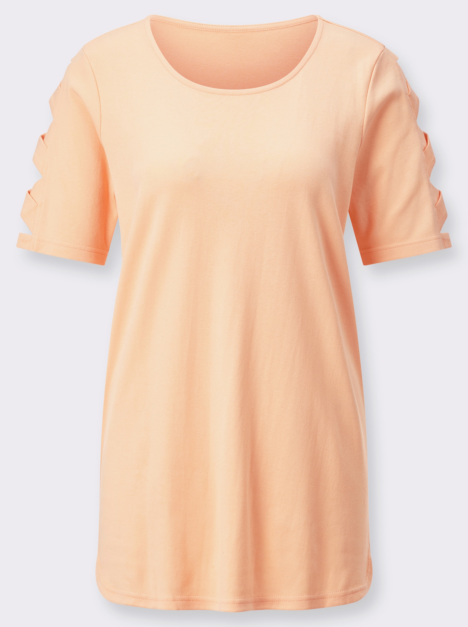 Longshirt Mit Bänderverzierung - apricot