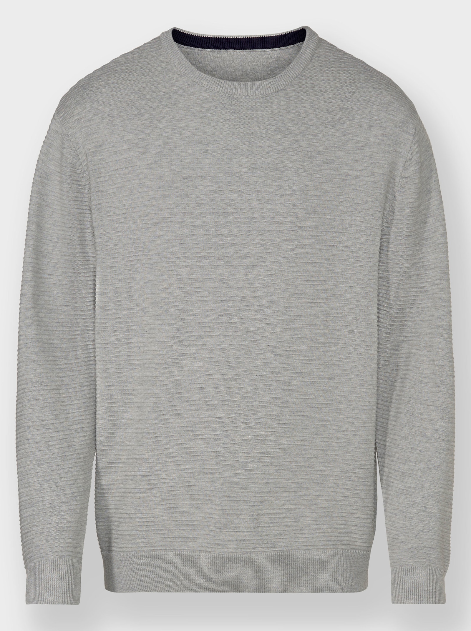 Marco Donati Rundhalspullover mit Linksstrick-Muster - hellgrau-meliert