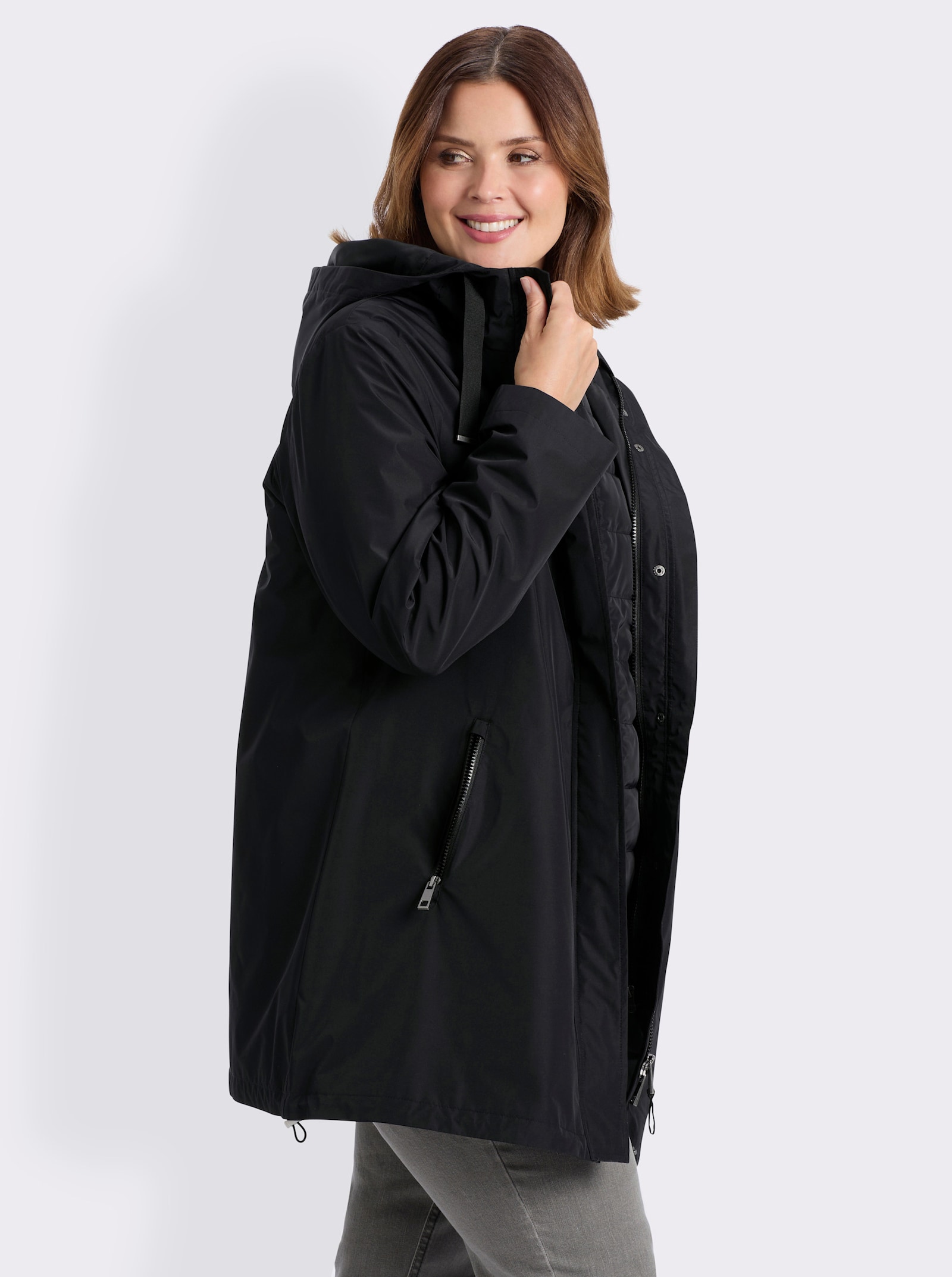 sheego 3-in-1-Funktionsjacke als Jacke oder Weste tragbar - schwarz