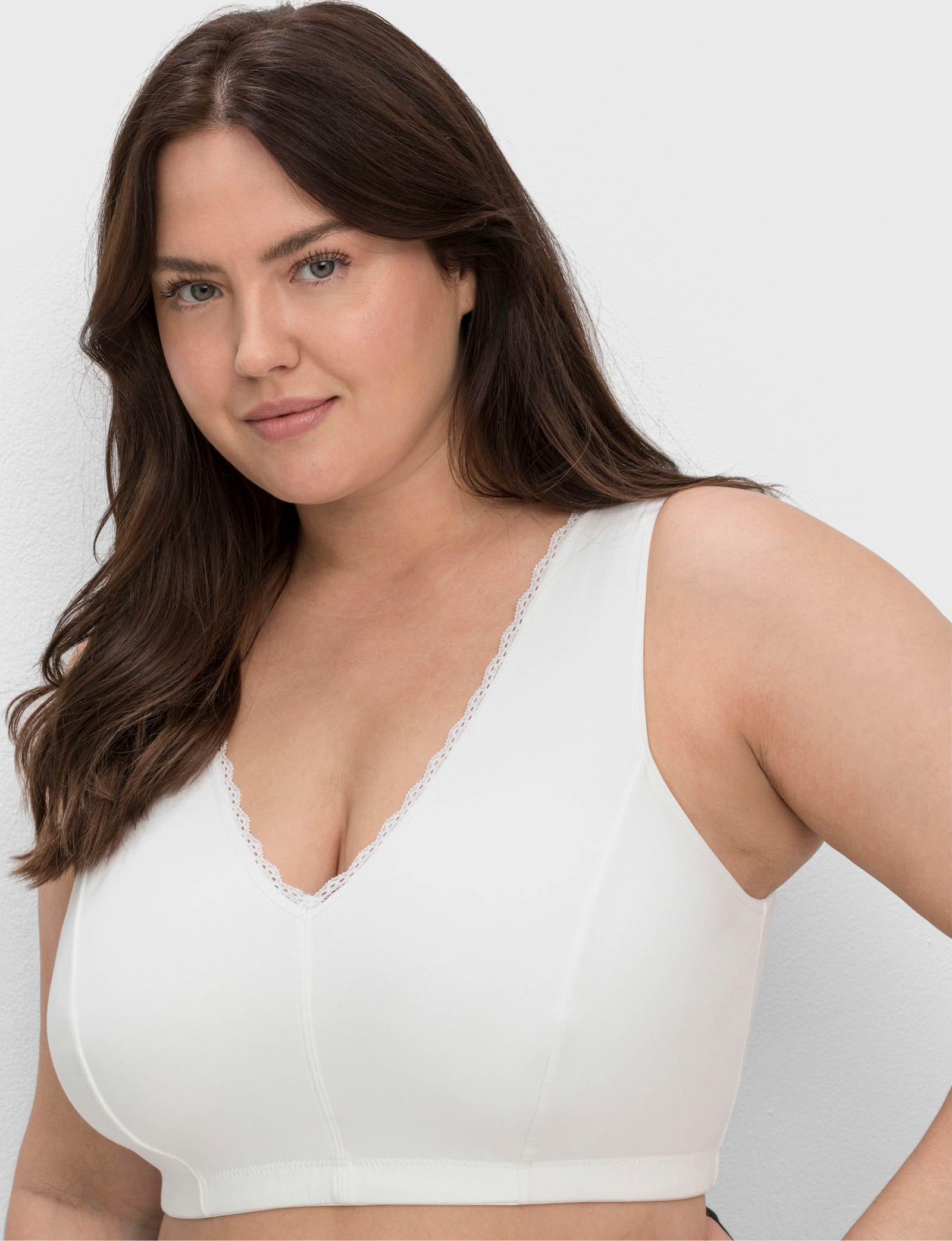 sheego Bügelloser BH in Bustier-Form, im Doppelpack - schwarz + weiß