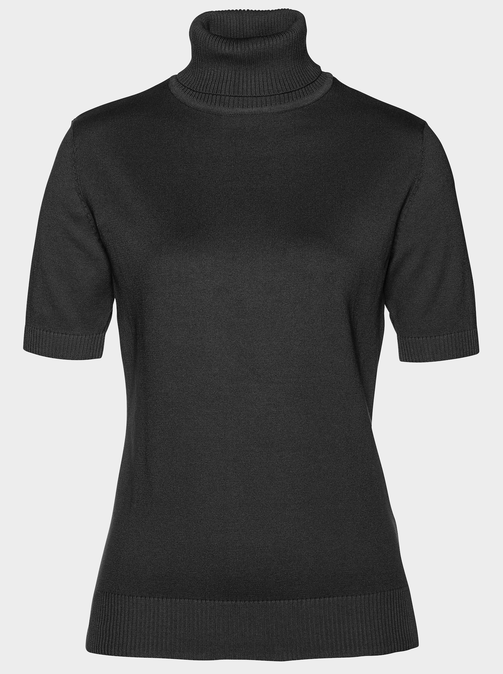 Kurzarmpullover mit Rollkragen - schwarz