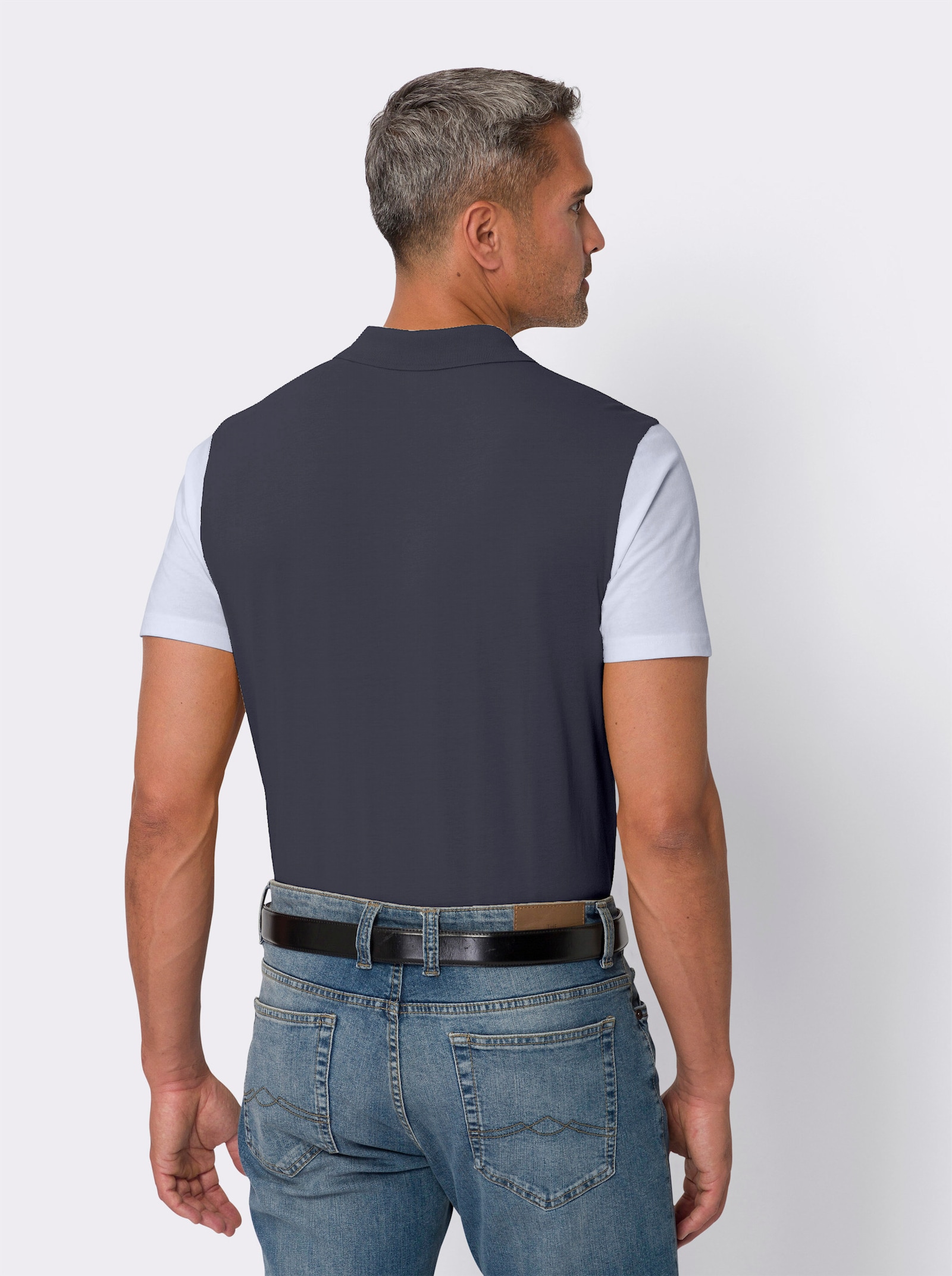 Poloshirt - wit/nachtblauw