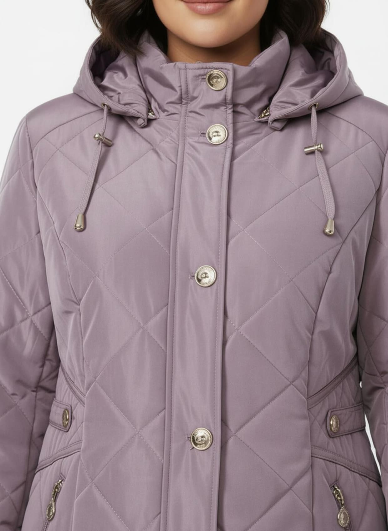 Steppjacke mit knöpfbarer Innentasche - mauve