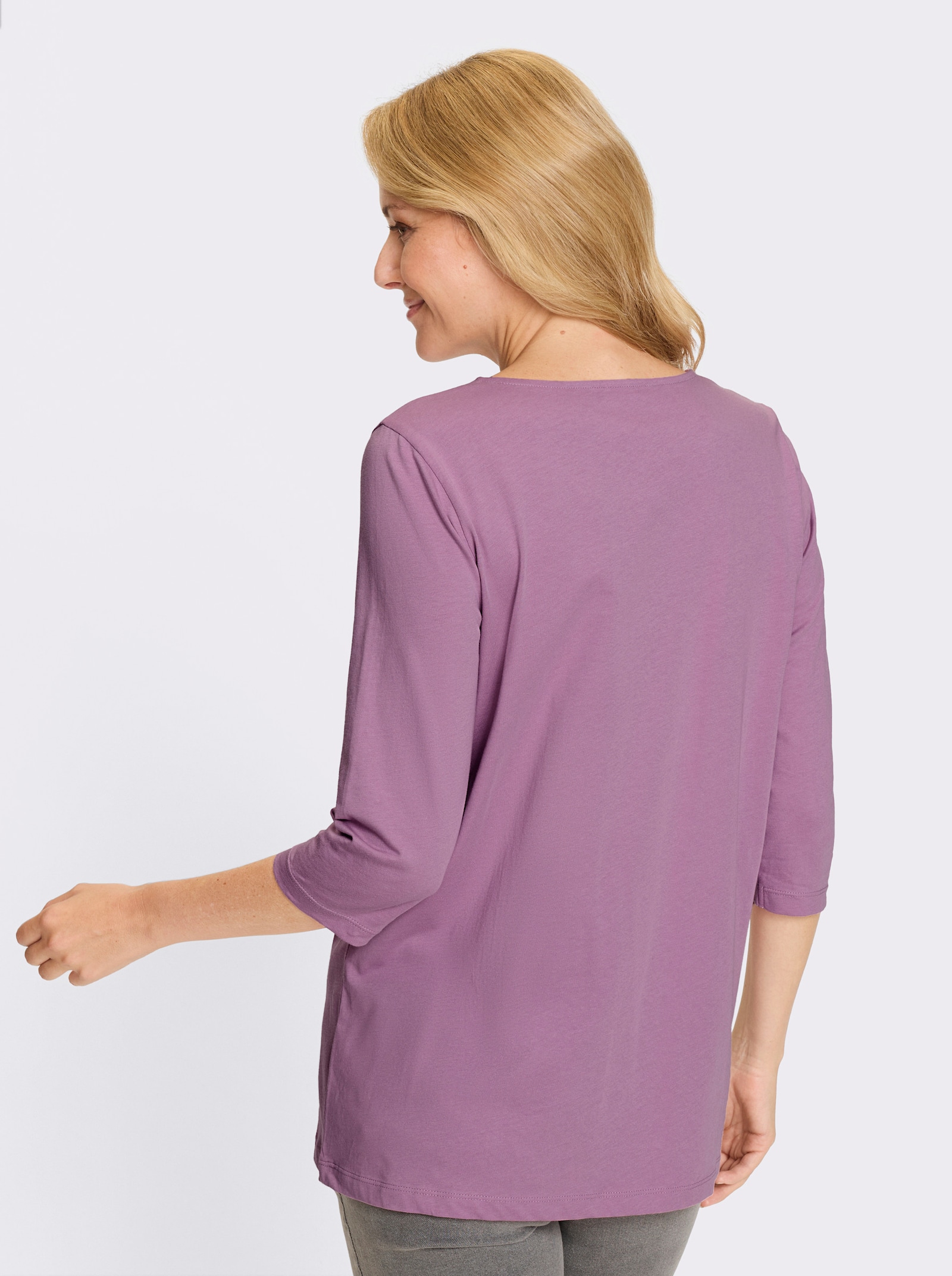 Longshirt mit bedrucktem Einsatz vorne - orchidee-mint