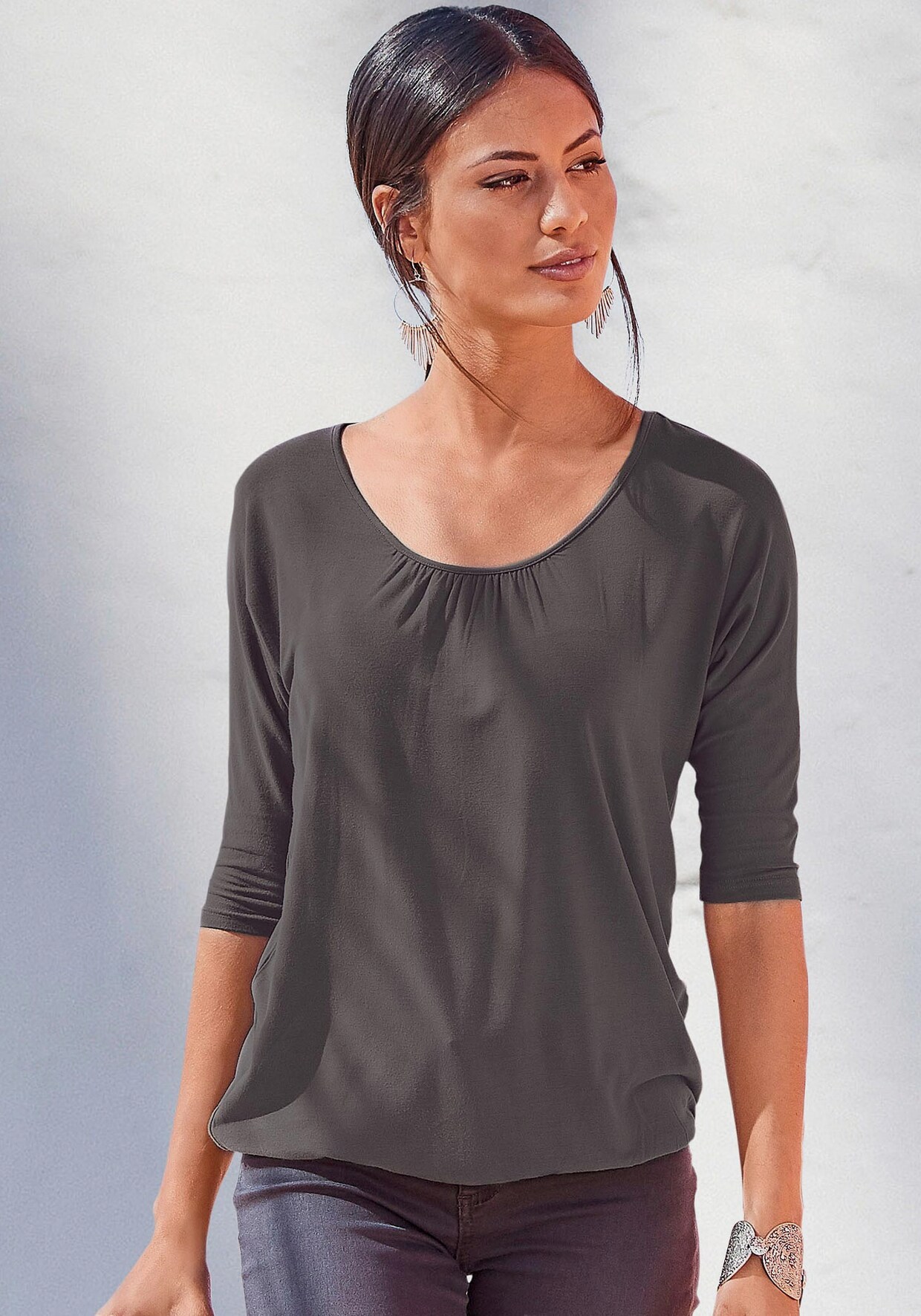 LASCANA 3/4-Arm-Shirt - rosa, anthrazit