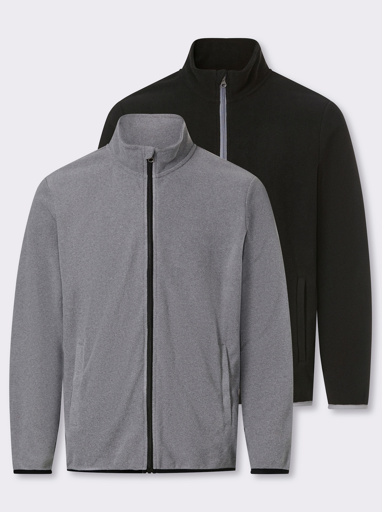 Catamaran Fleecejacke - grau-meliert + schwarz