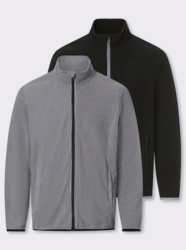 Catamaran Fleecejacke - grau-meliert + schwarz