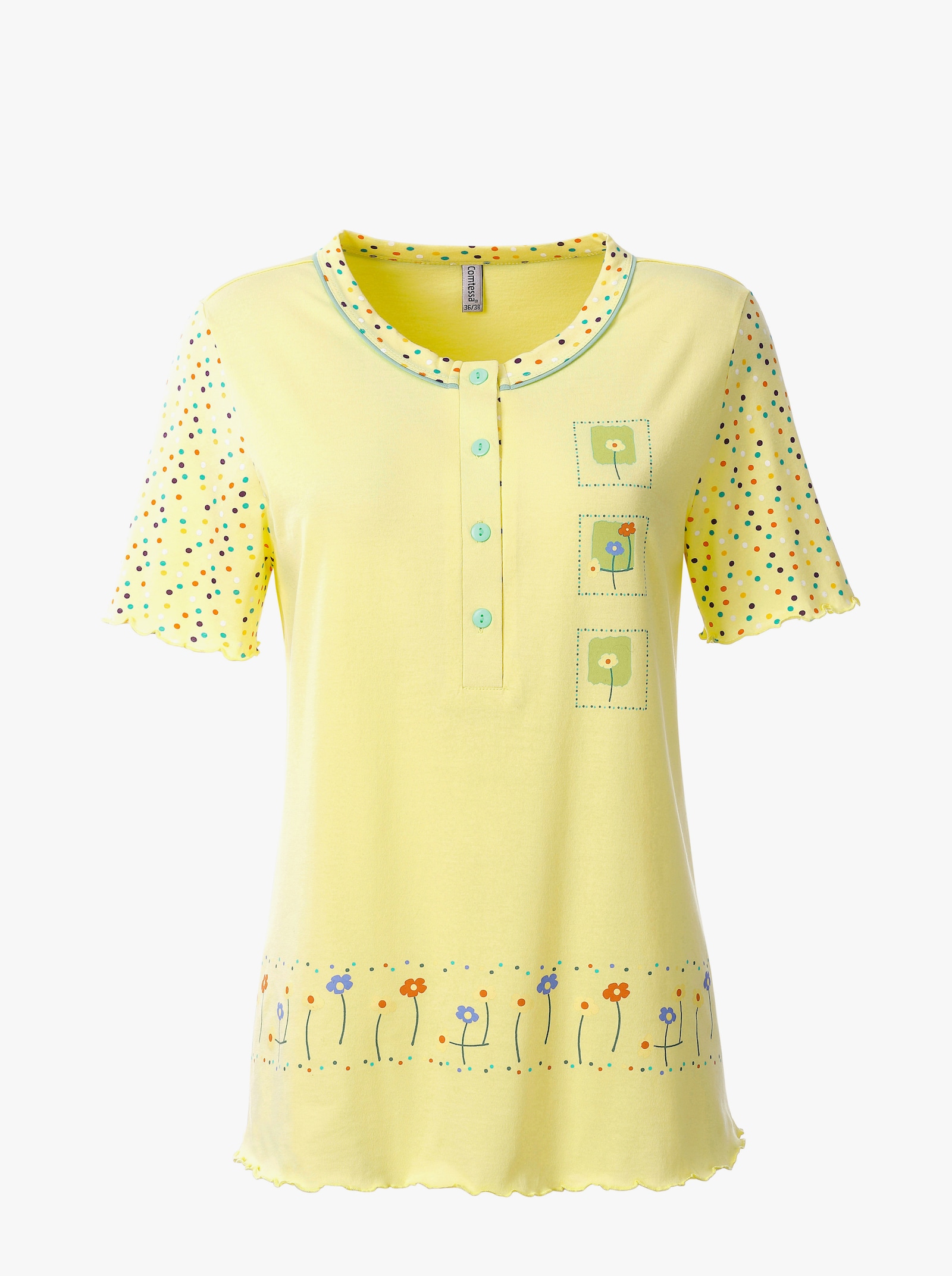 Comtessa Schlafanzüge mit gewellten Abschlüssen - apricot + gelb