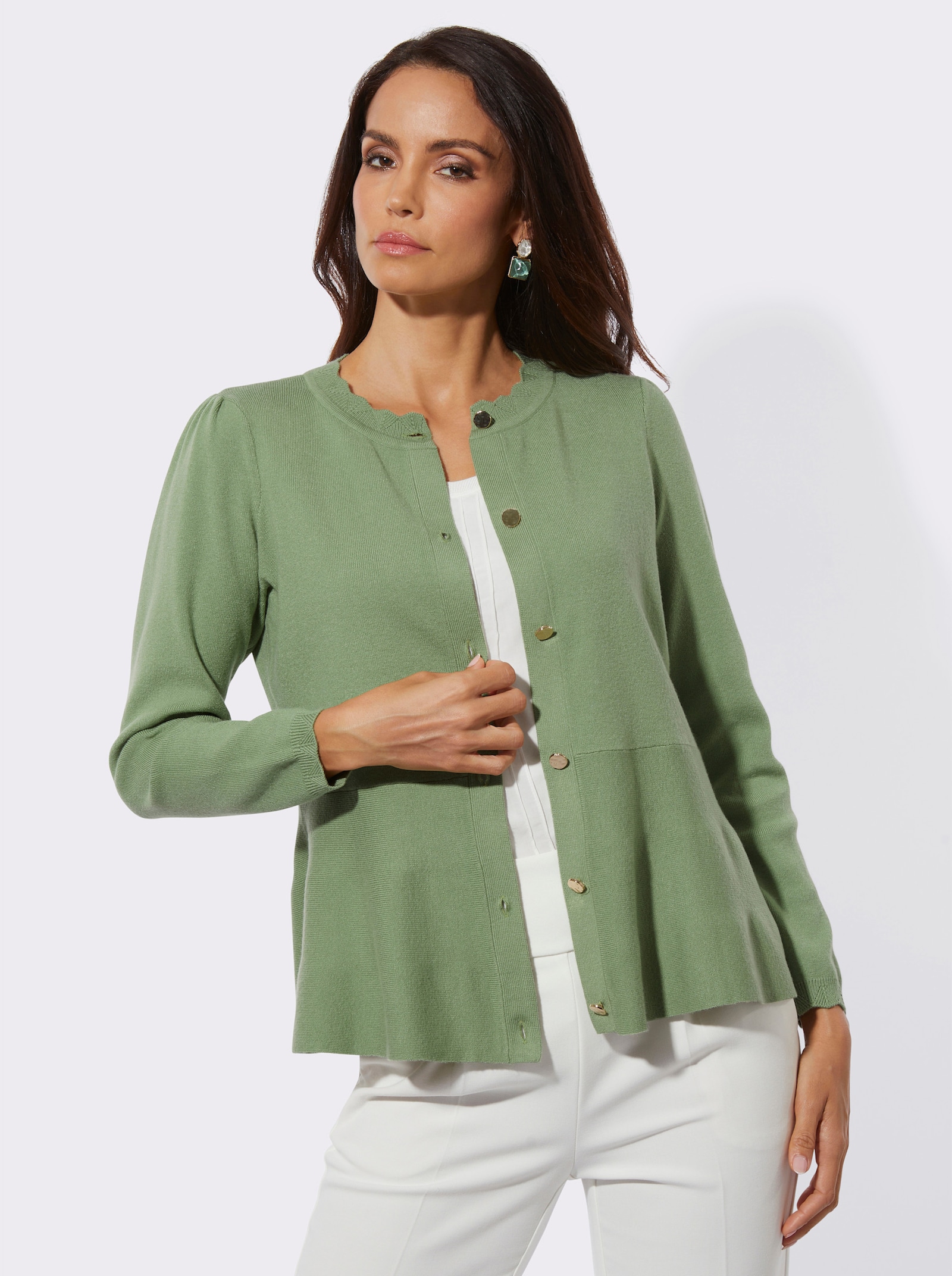 Strickjacke mit 50% Polyamid - eucalyptus