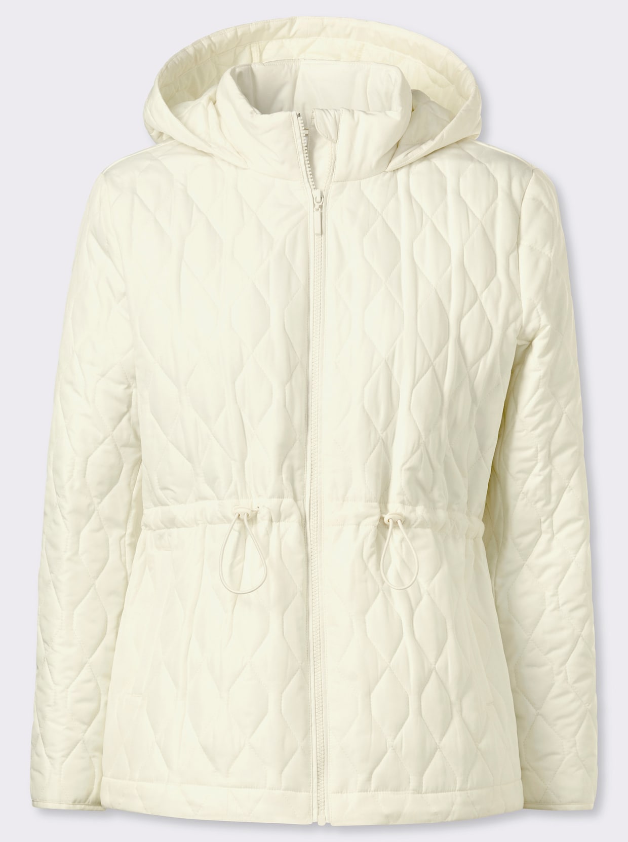 Gewatteerde jas met verstelbaar tunnelkoord in de taille - ecru