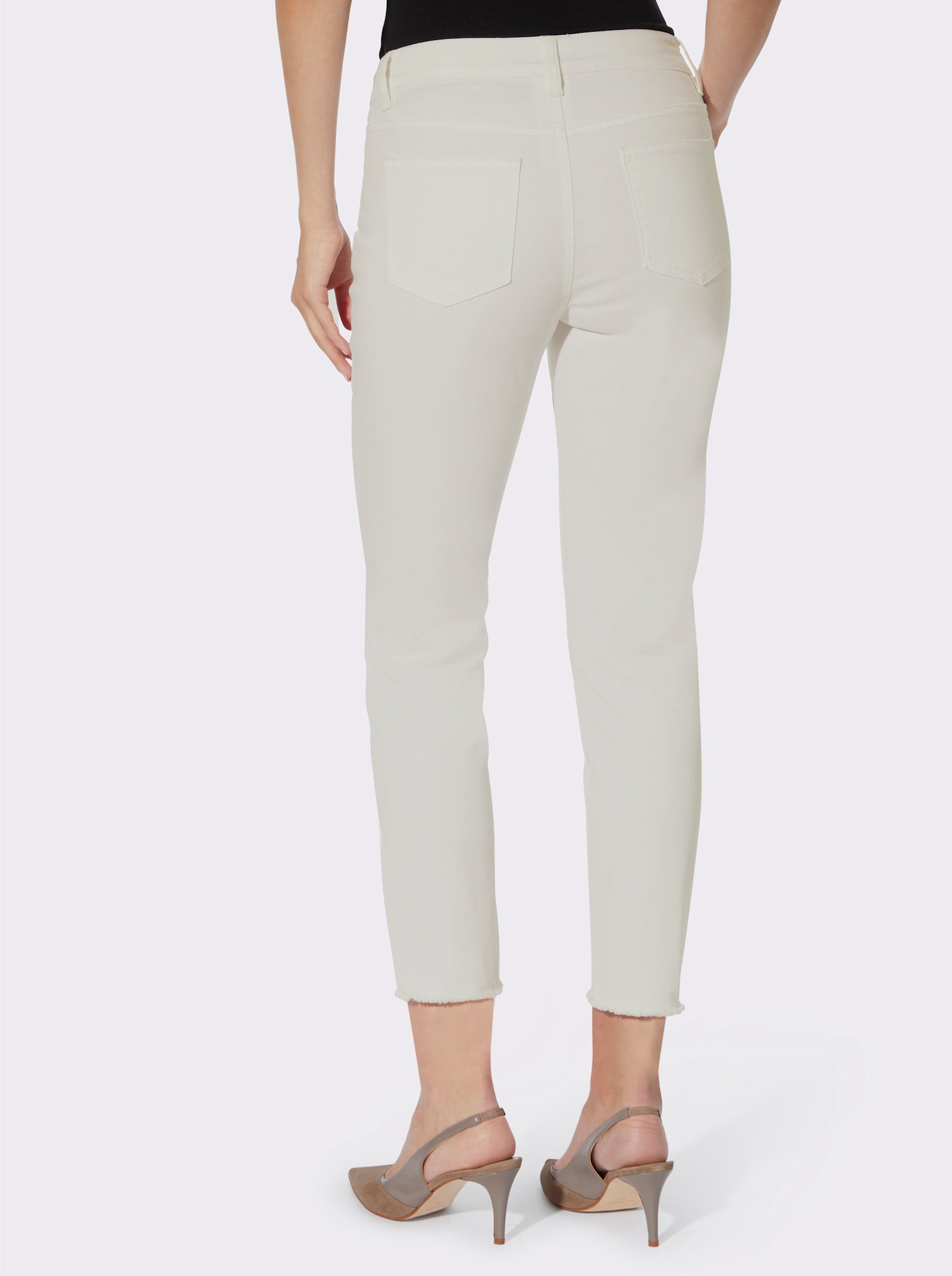 heine Skinny jeans met franjes aan de zoom - wit