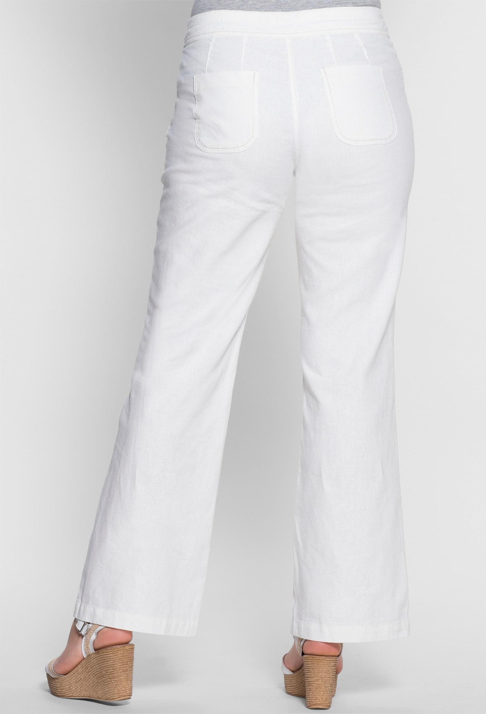 sheego Bootcuthose mit Leinenanteil - weiss