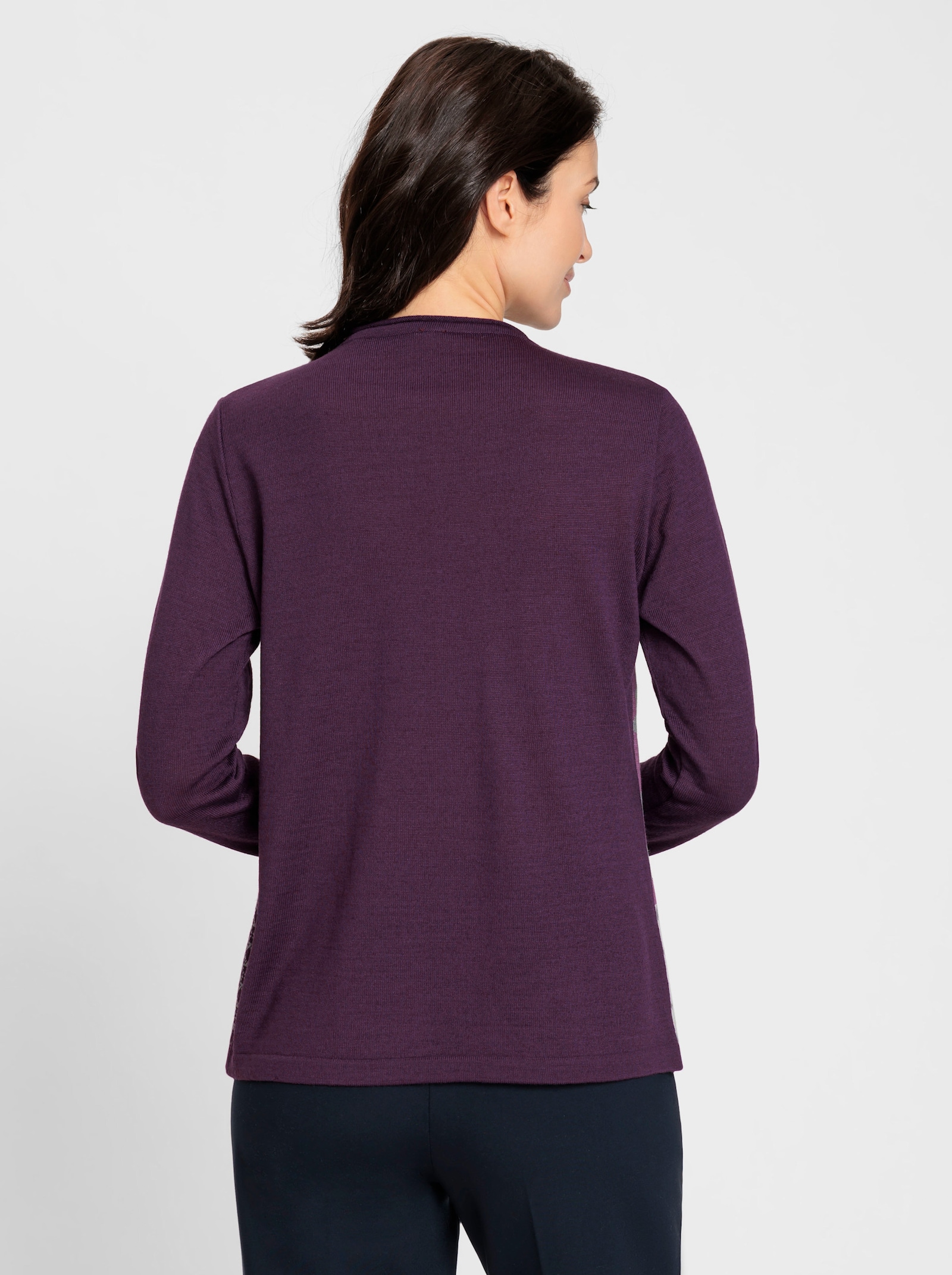 Jacquardpullover in Patch-Optik - traube-violett-gemustert
