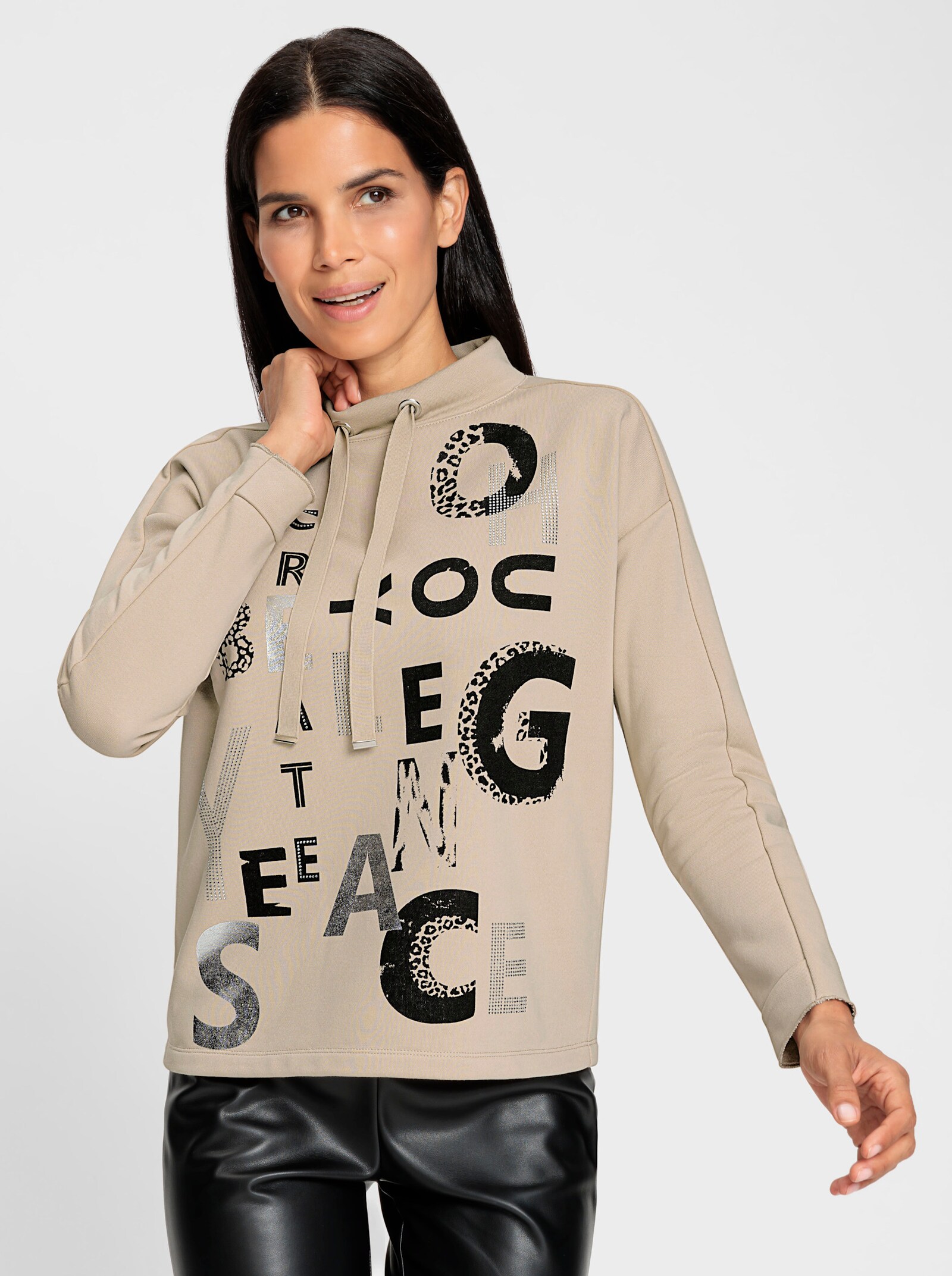 heine Sweatshirt mit Lettering-Print - beige