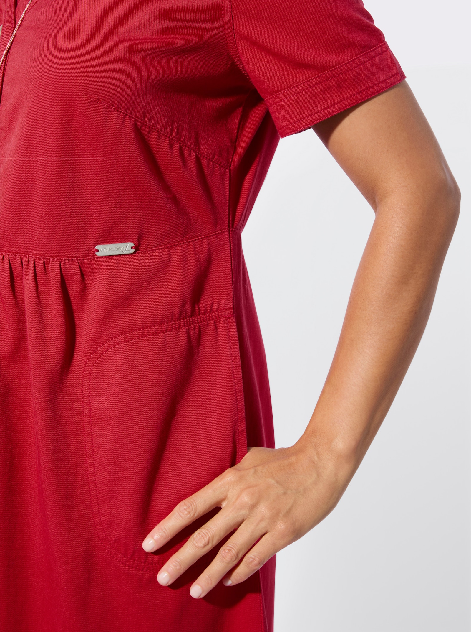 Jeanskleid aus luftiger Baumwolle - erdbeere