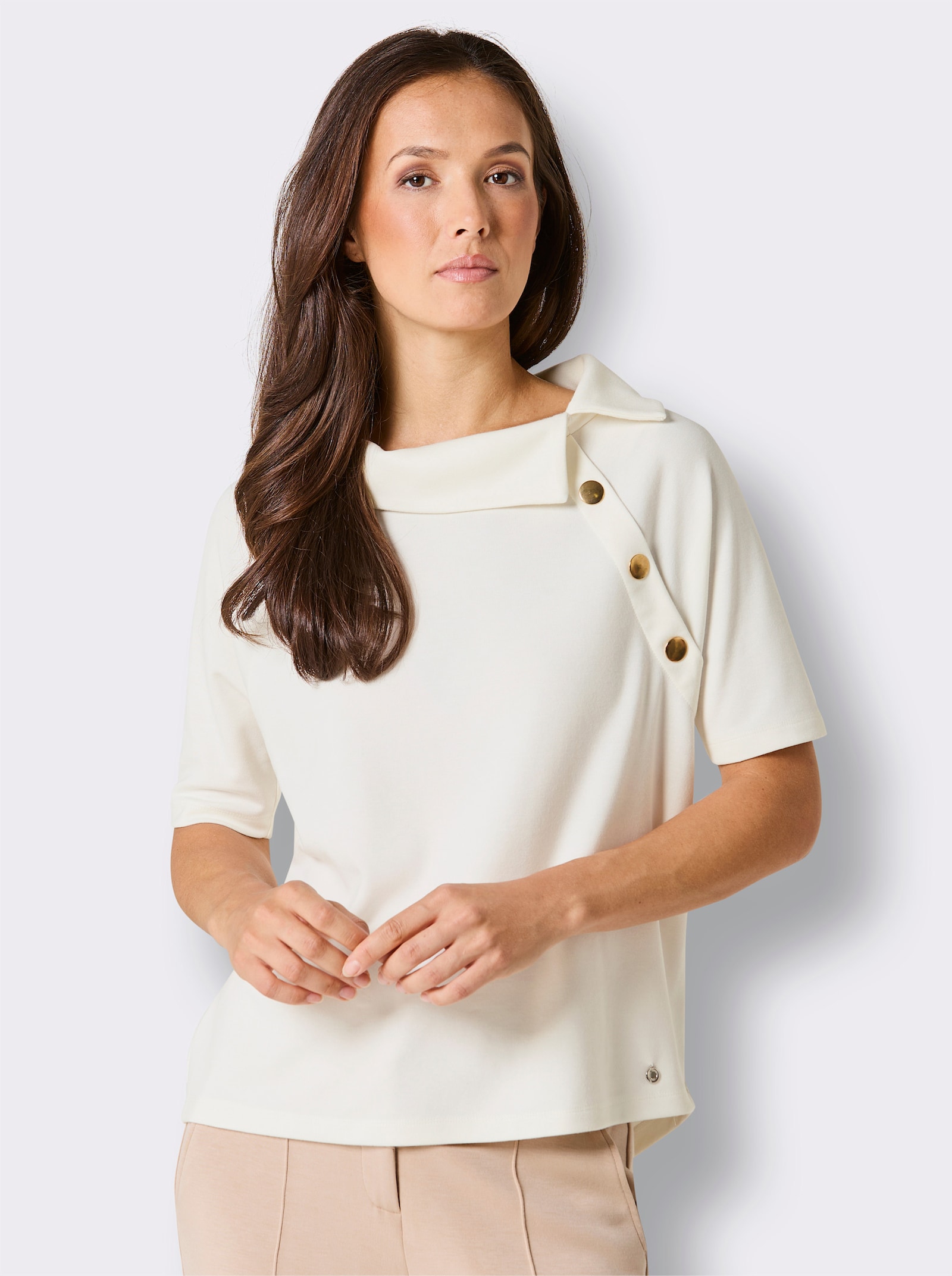 CREATION L PREMIUM Kurzarmshirt - ecru