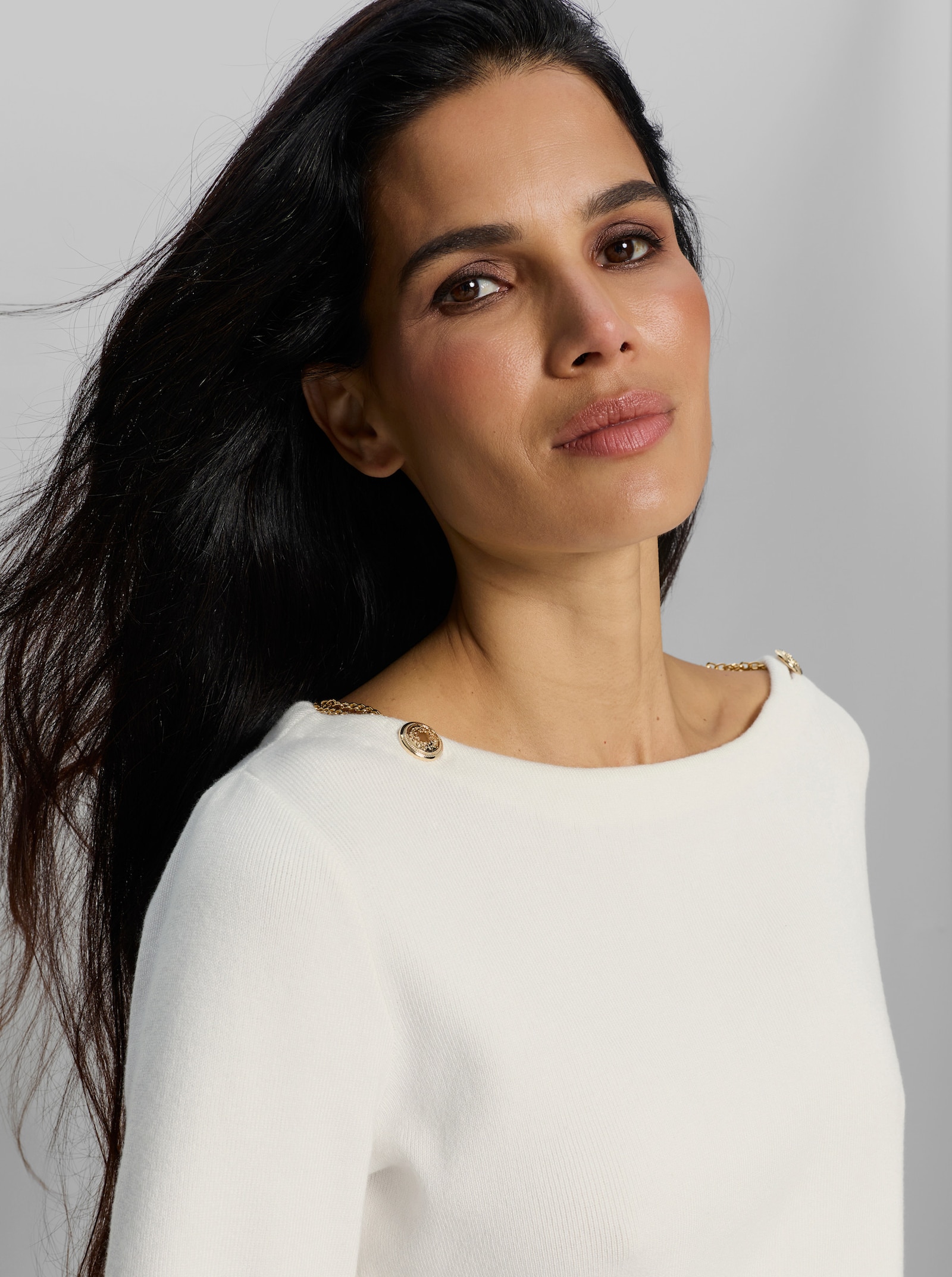 heine 3/4-Arm-Pullover mit Ketten-Deko - ecru