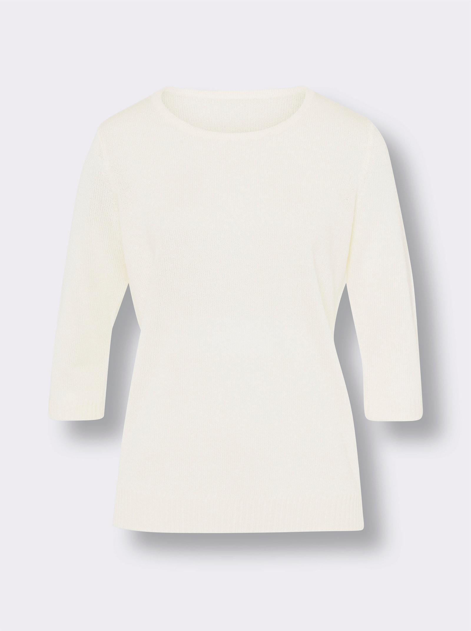 Rundhalspullover aus Feinbouclé - ecru