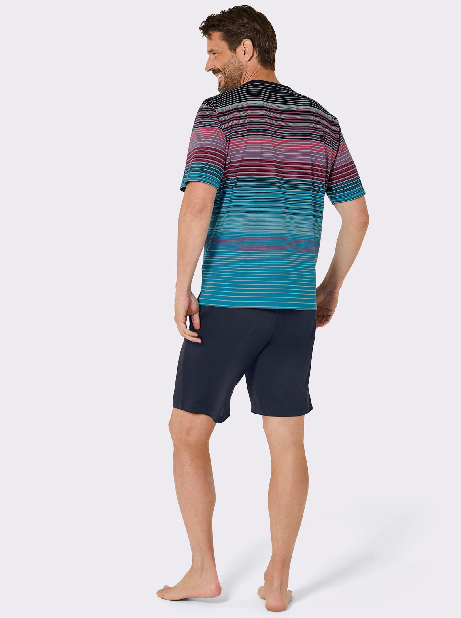 Hajo Shorty in Klima-Komfortfaser-Qualität - marine-türkis-gestreift
