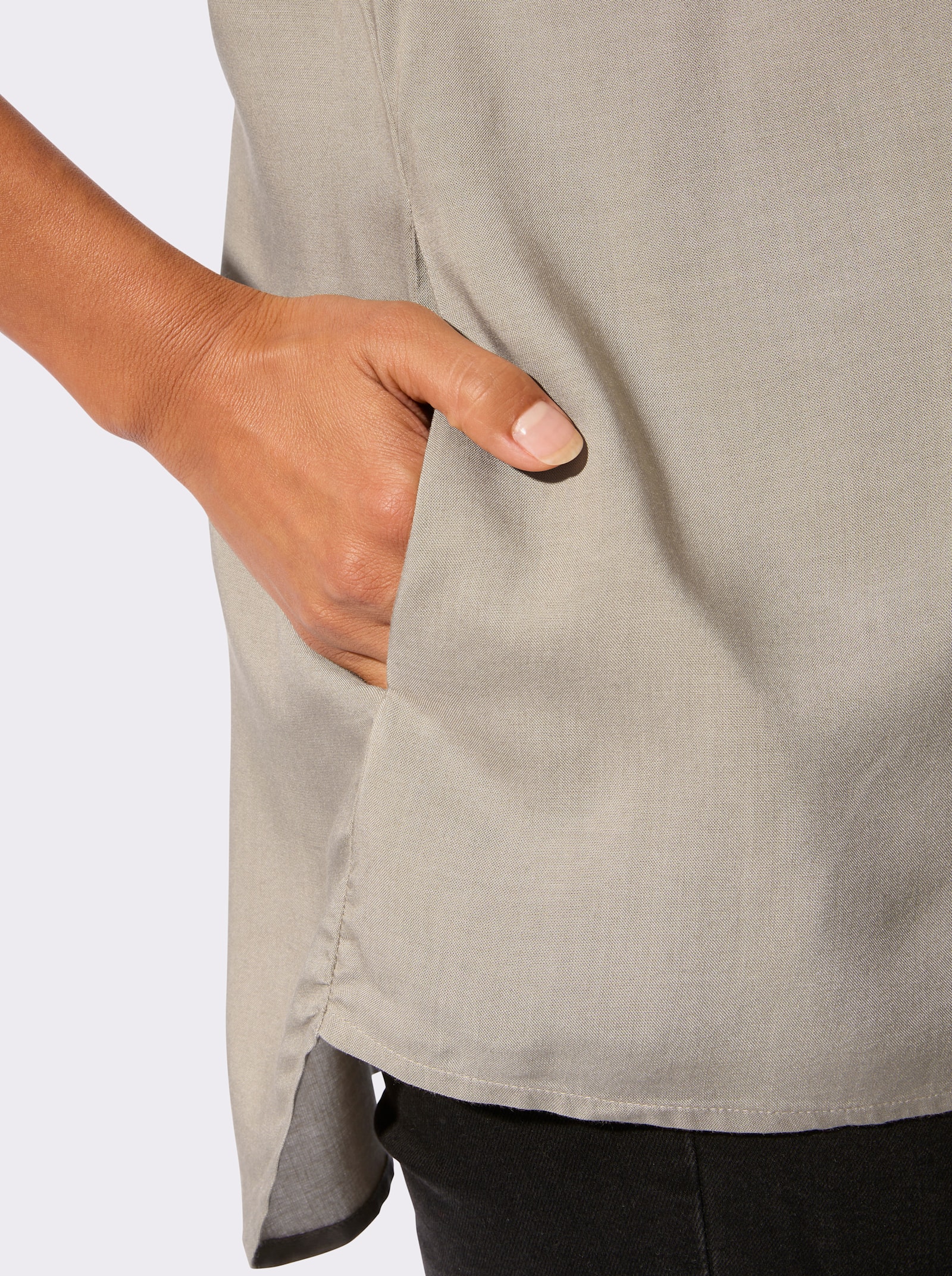 Longbluse mit krempelbaren Ärmeln - schlamm