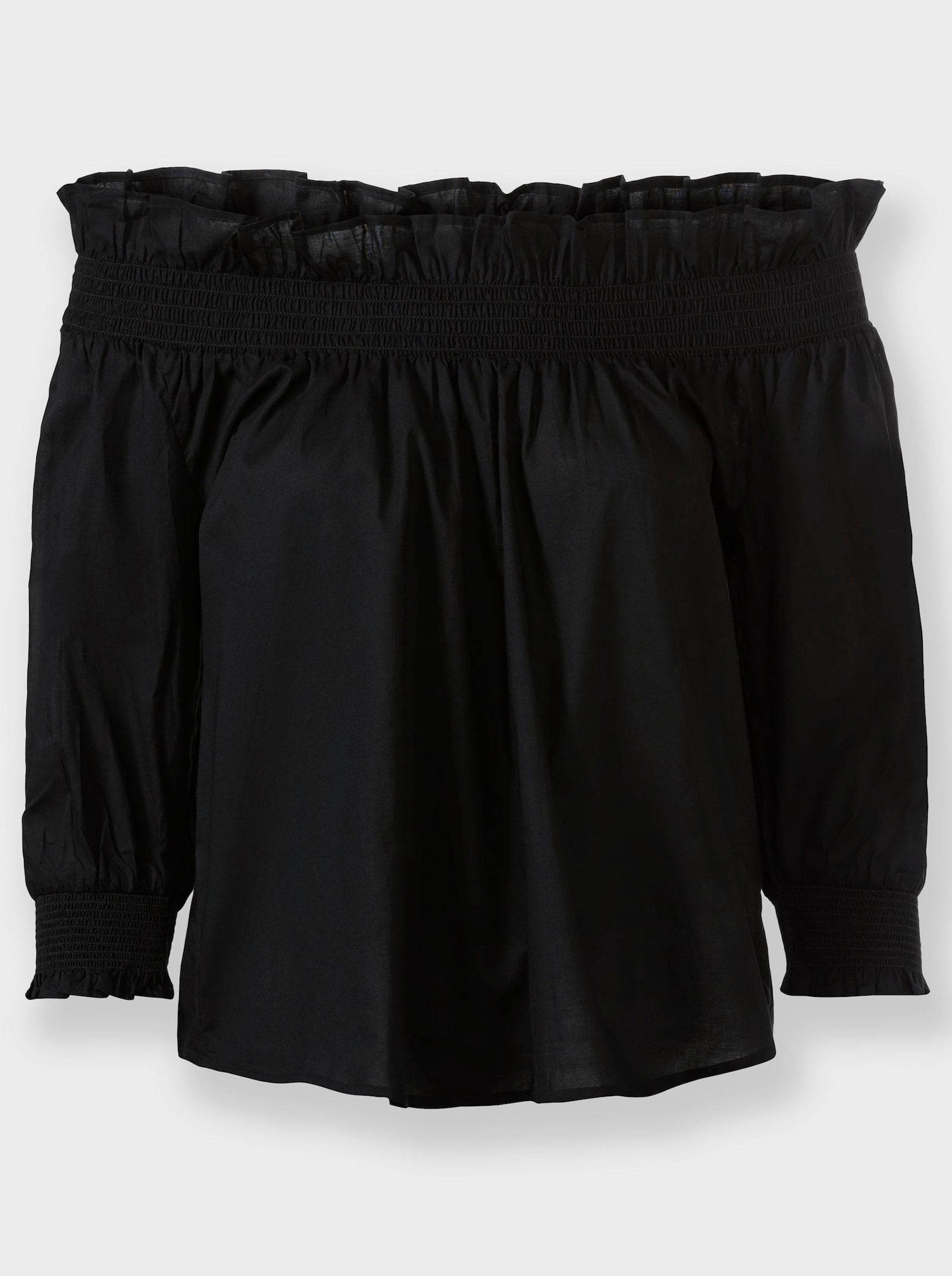 heine Chemisier en coton avec encolure Carmen - noir