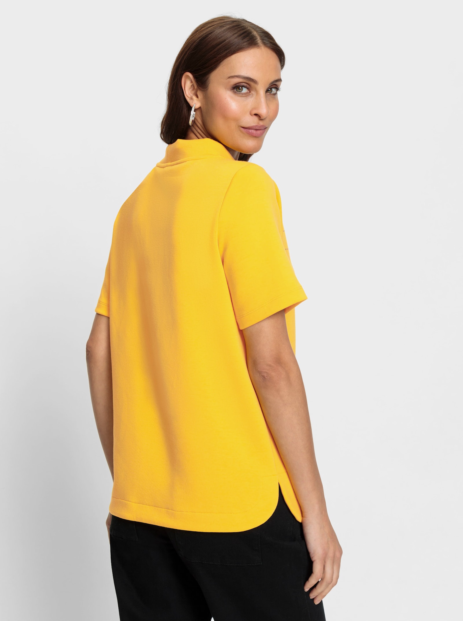 Sweatshirt mit abgerundeten Seitenschlitzen - sonnengelb