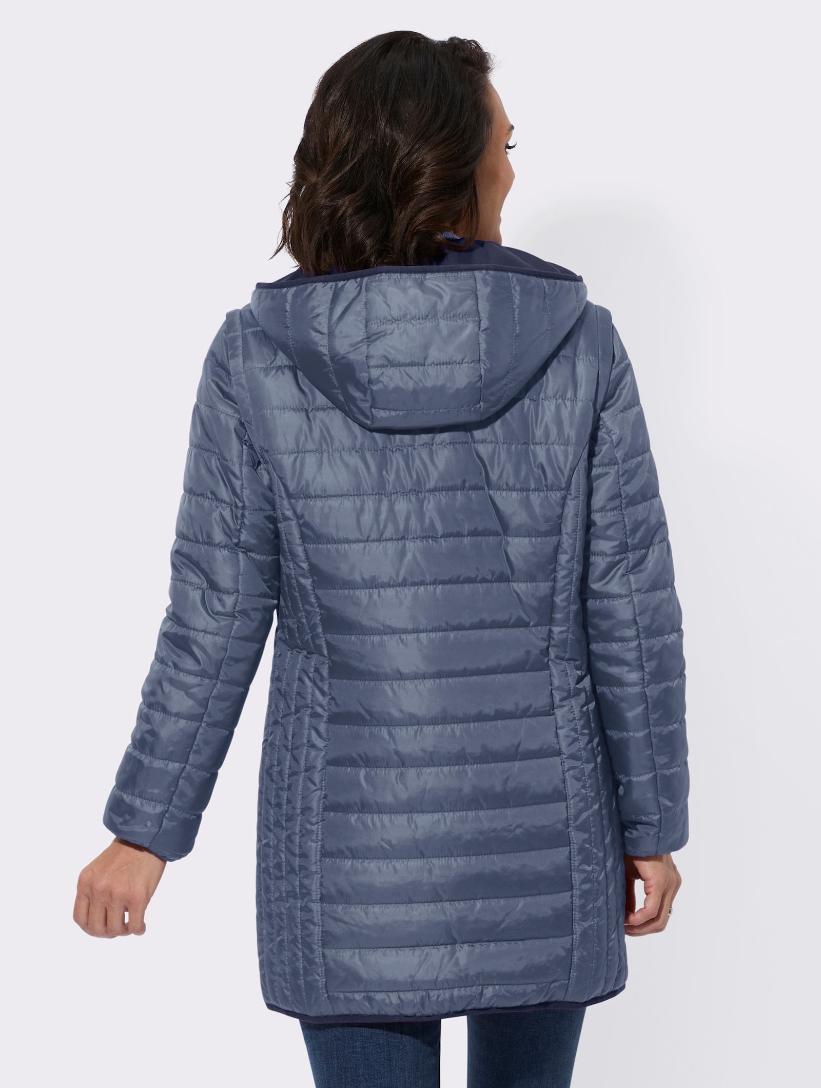 Longjacke mit Wendefunktion - rauchblau