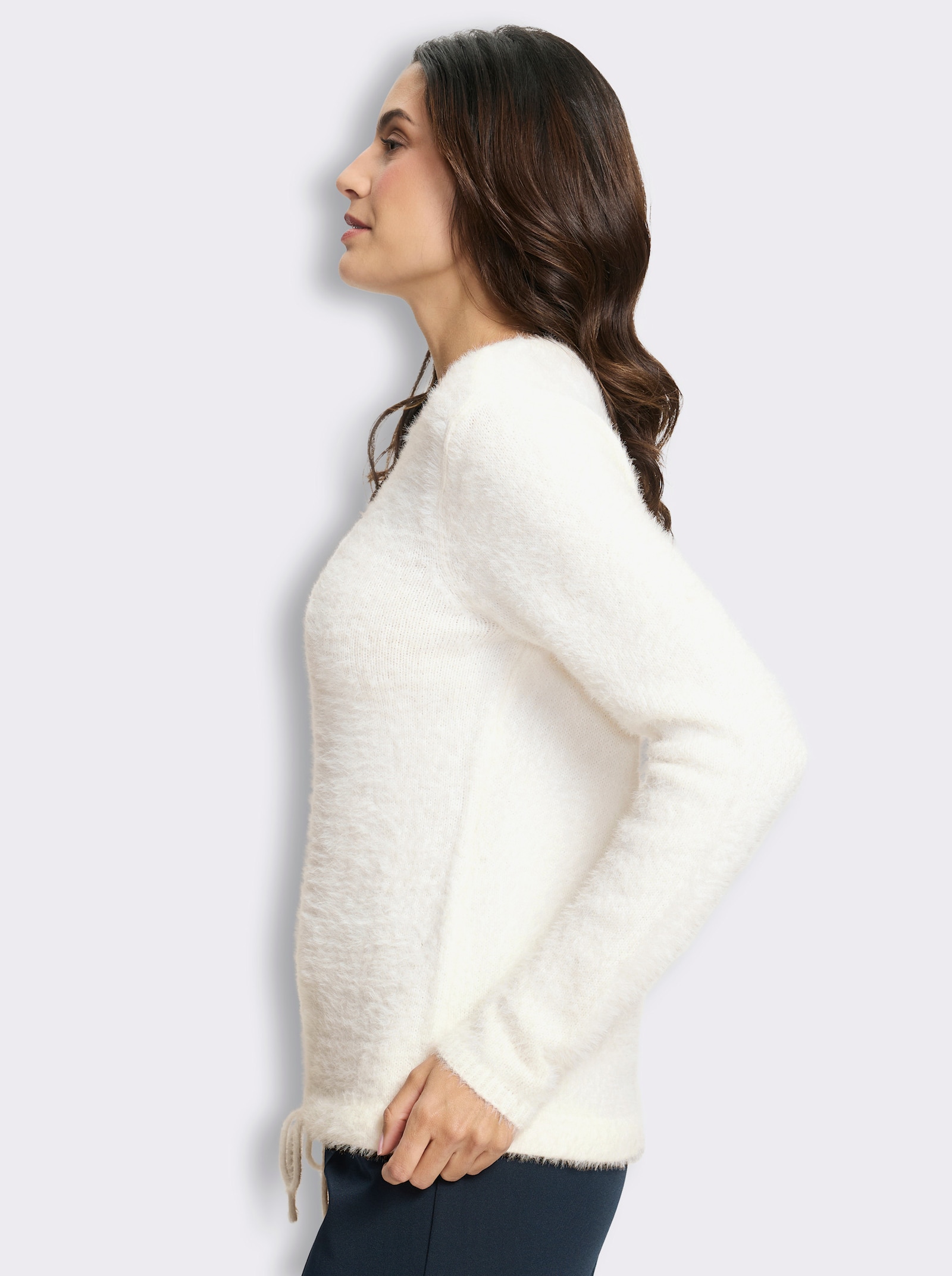 Pullover aus flauschigem Garn - ecru